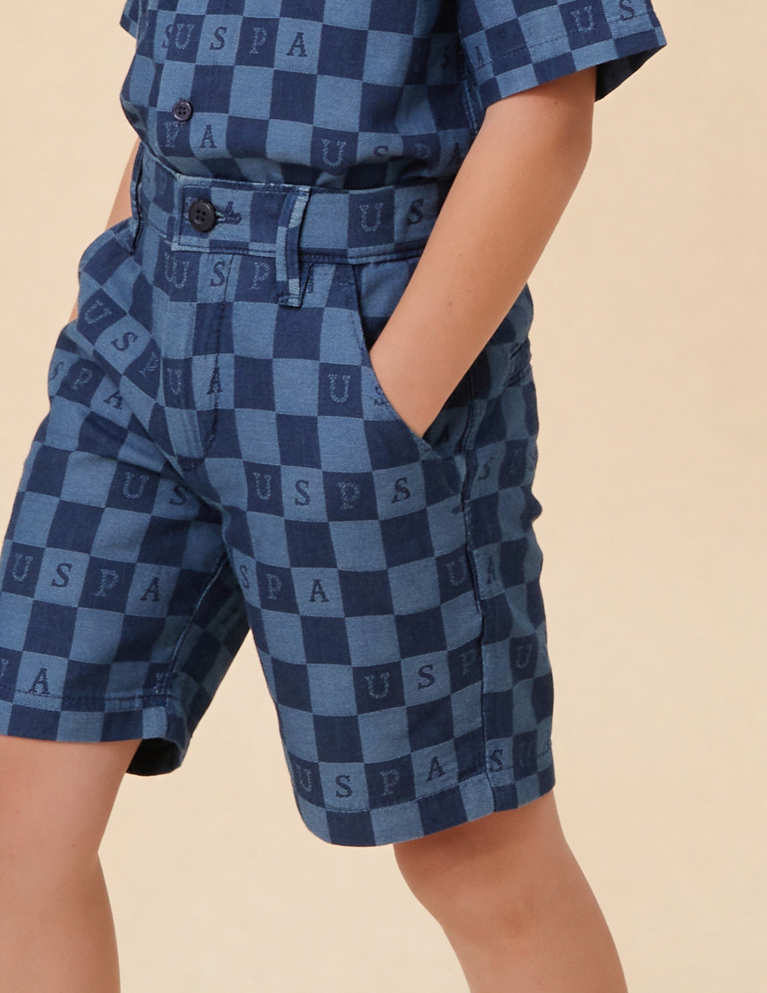 Chequer Brand Printed Relaxed Fit Shorts Indigo - U.S. Polo Assn. India | Large