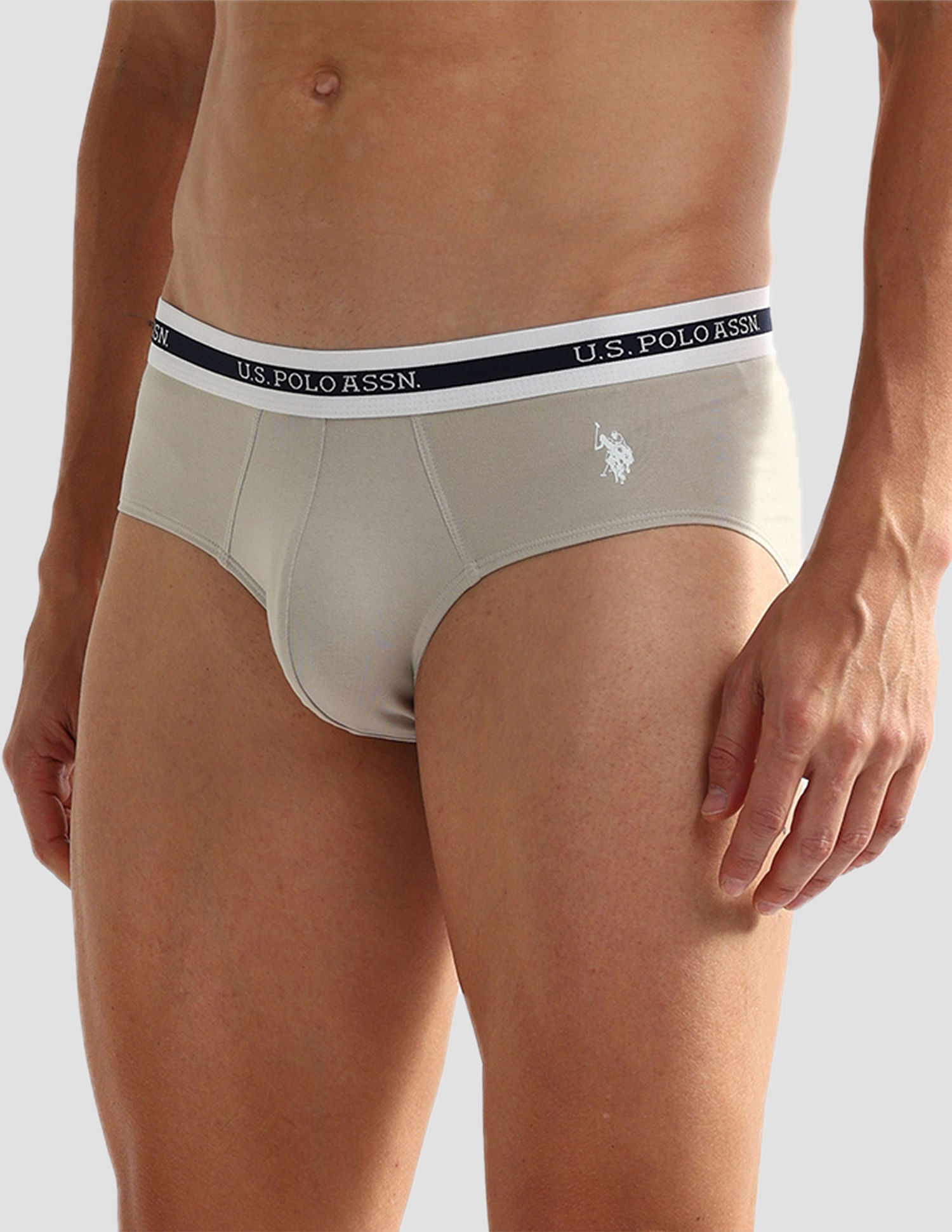 Elasticized Waist OEB09 Briefs - Pack Of 2 Fog Grey and Teal Grey - U.S. POLO ASSN. | Large