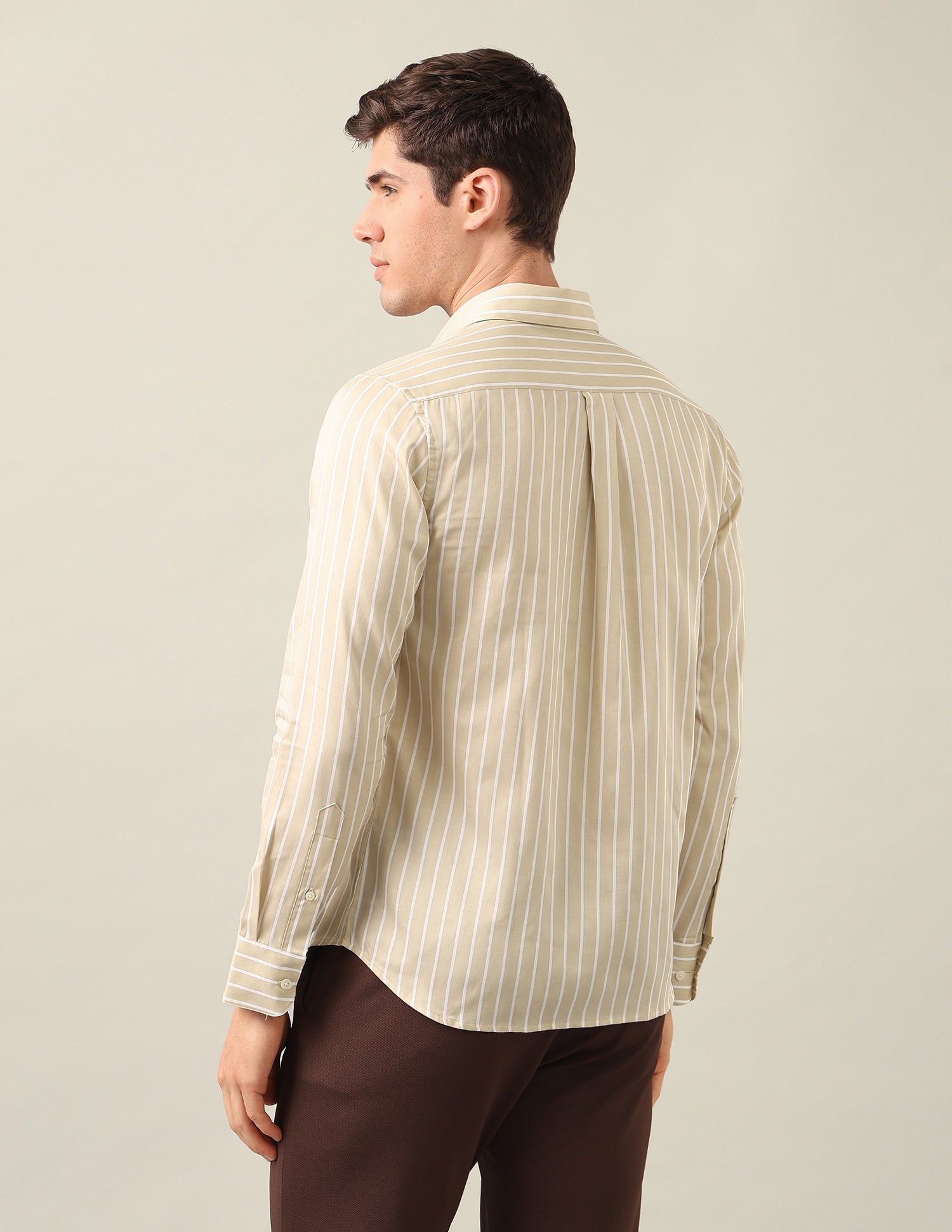 Vertical Striped Satin Shirt Khaki - U.S. Polo Assn. India | Large