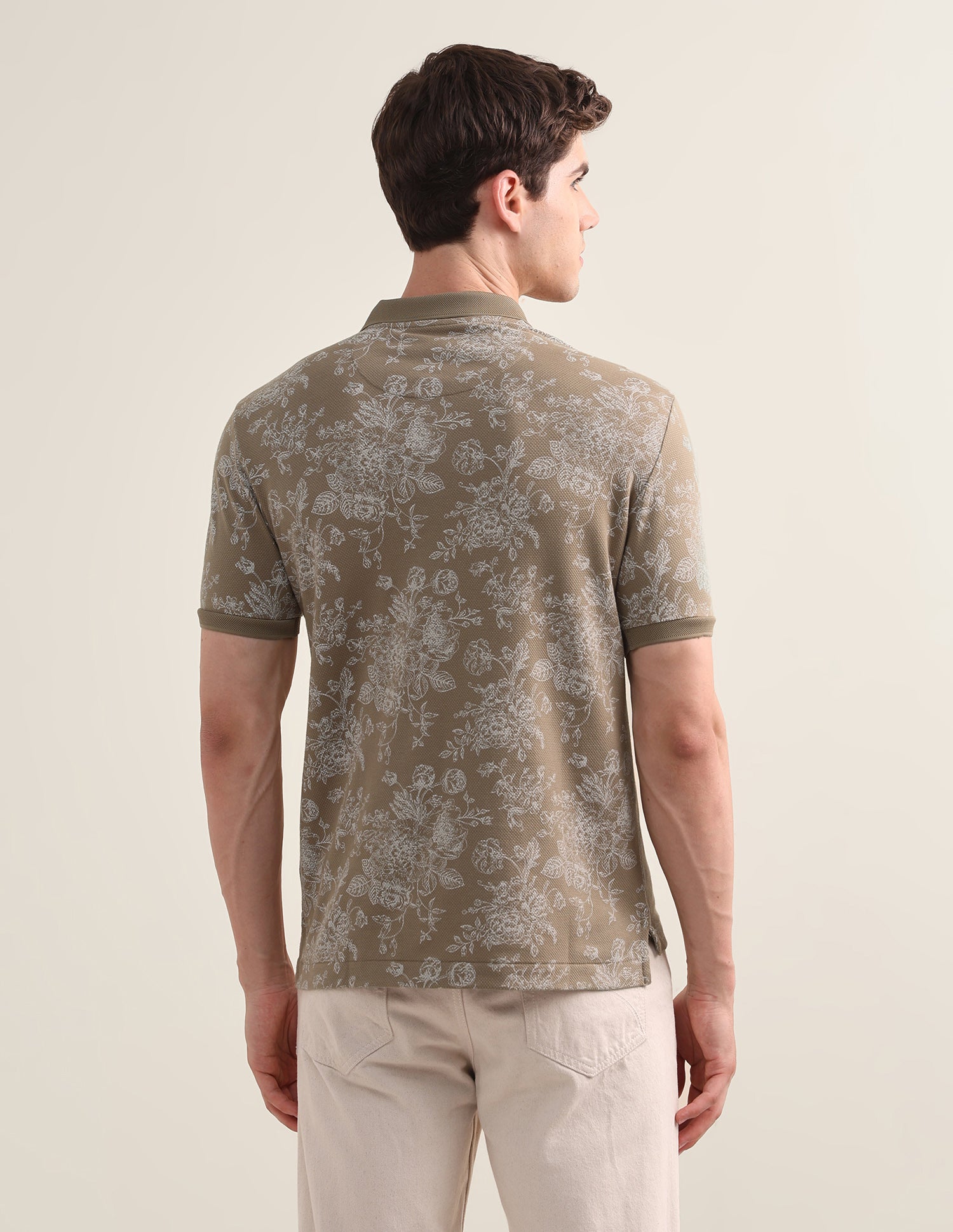 Floral Printed Slim Fit Polo Shirt Brown - U.S. Polo Assn. India | Large