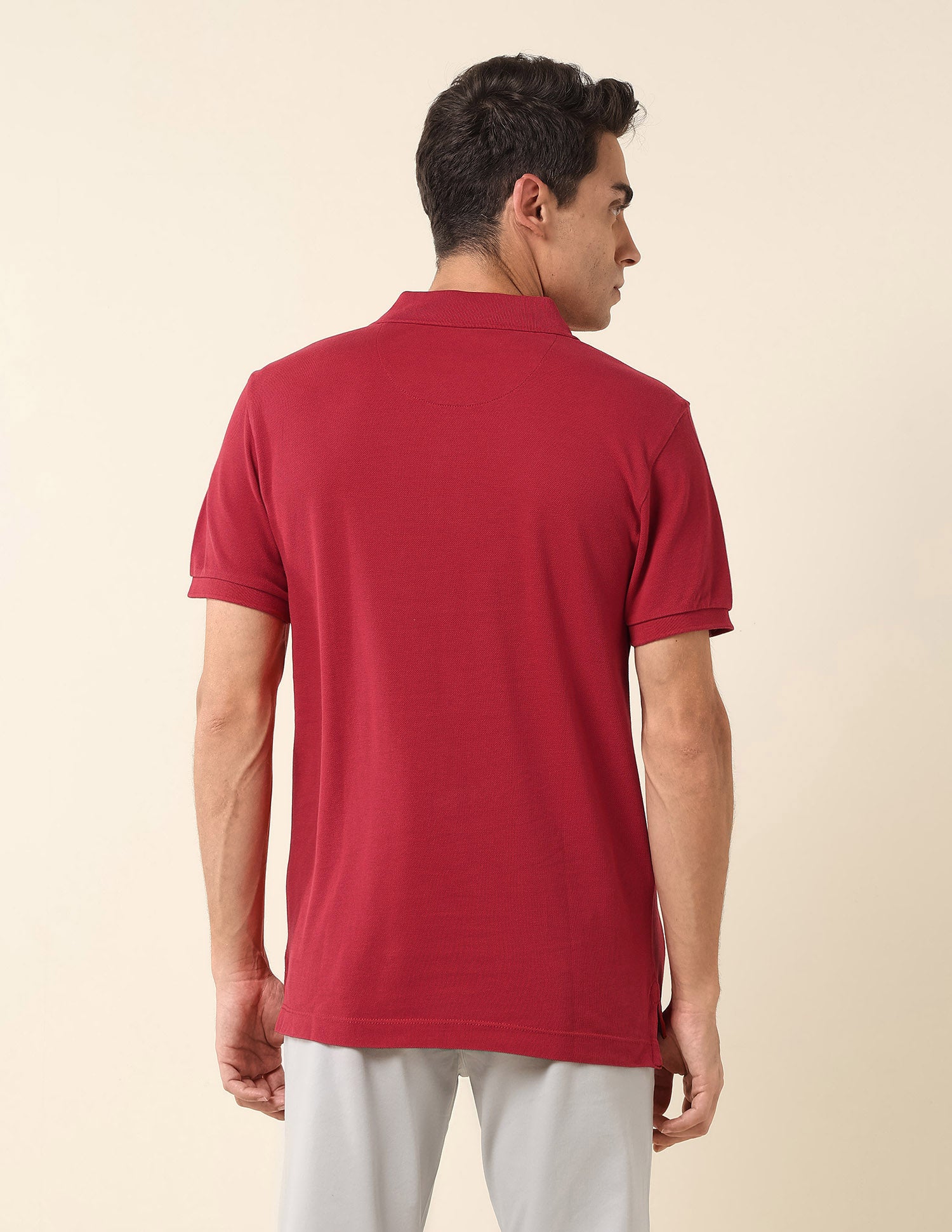 Slim Fit Pure Cotton Polo Shirt Dark Red - U.S. Polo Assn. India | Large