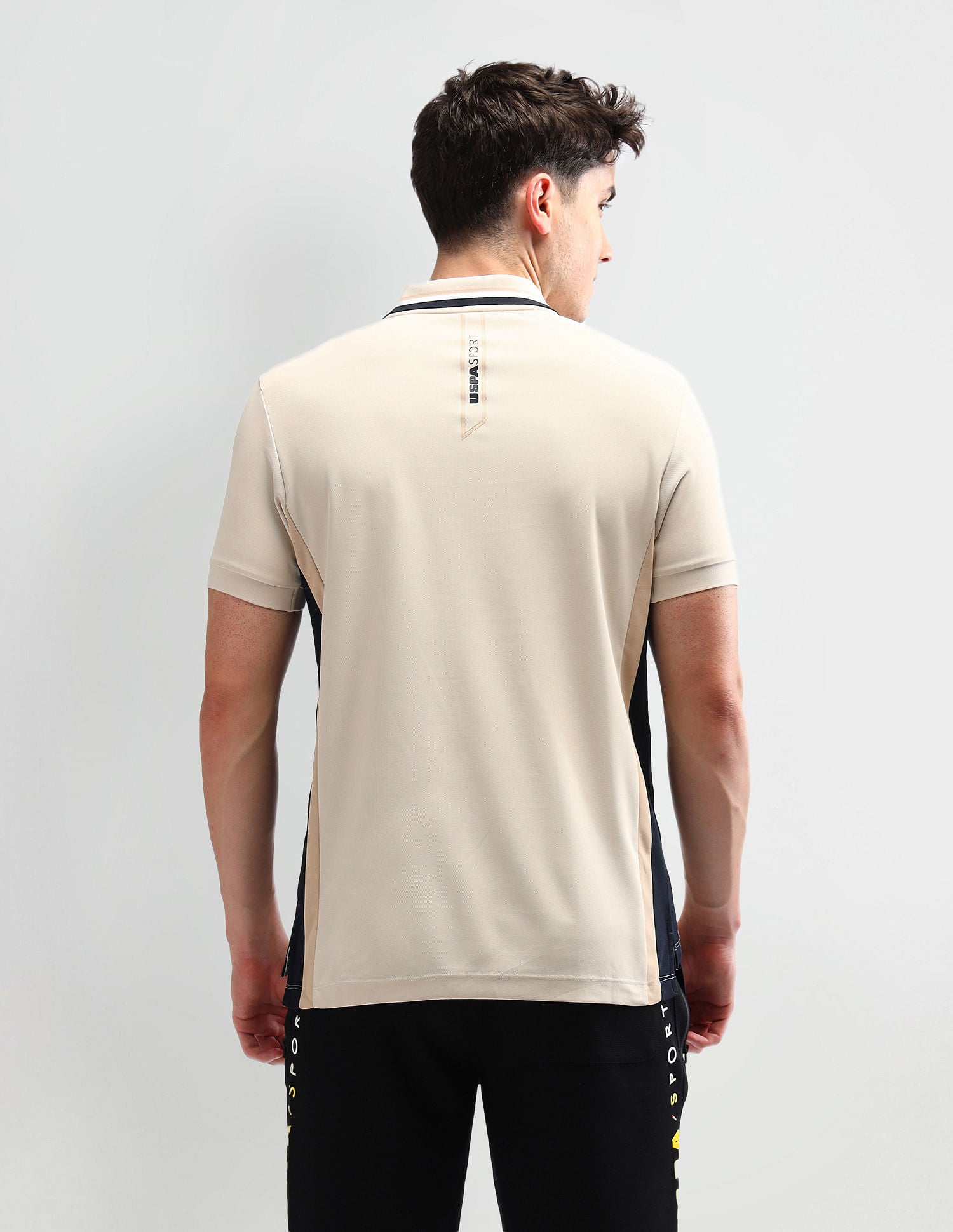 Slim Fit Solid Polo Shirt Beige - U.S. Polo Assn. India | Large