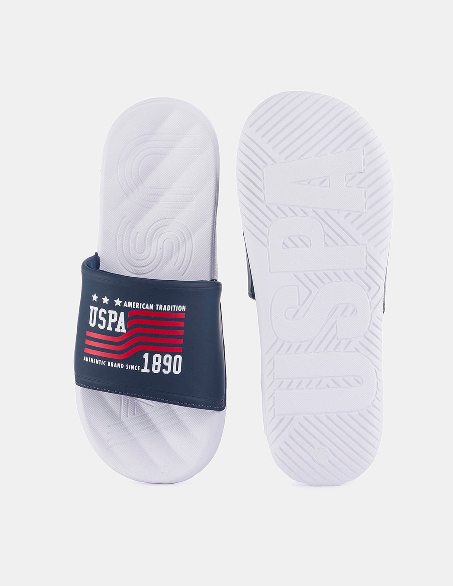 Men Brand Printed Axer Slippers White - U.S. POLO ASSN. | Large