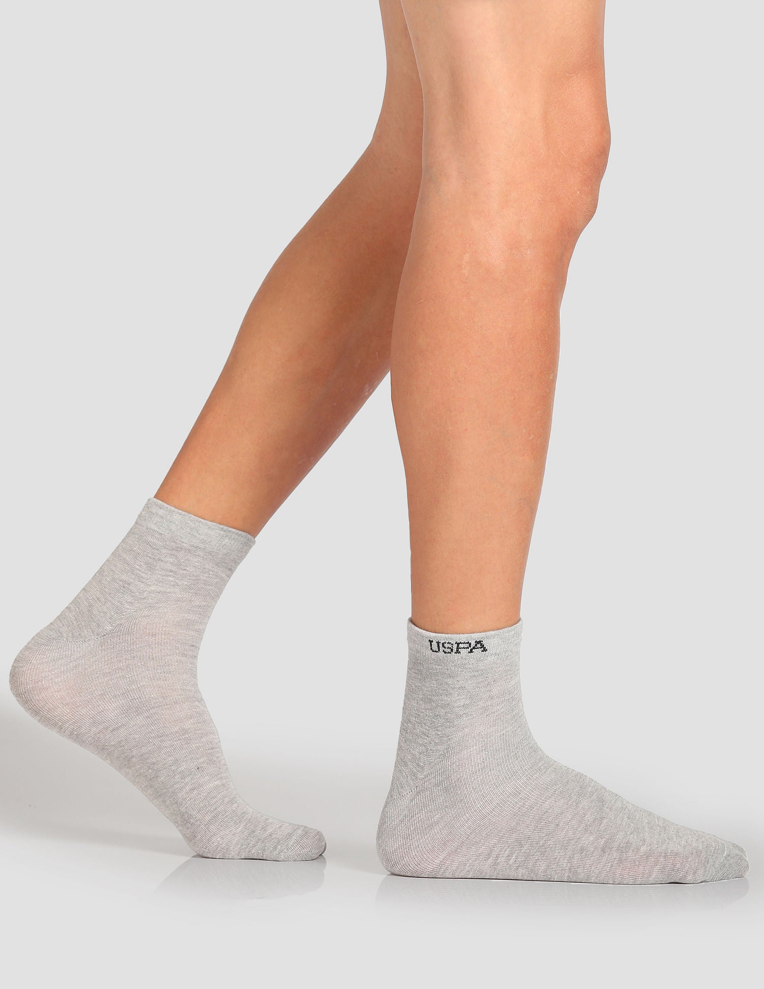 Aloe Finish Ankle Length ES002 Socks - Pack Of 3 Black, Light Grey and Navy - U.S. POLO ASSN. | Large