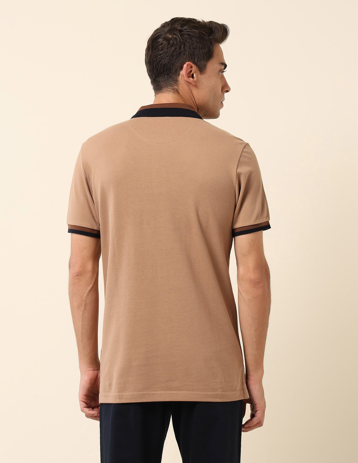 Solid Slim Fit Polo Shirt Beige - U.S. Polo Assn. India | Large