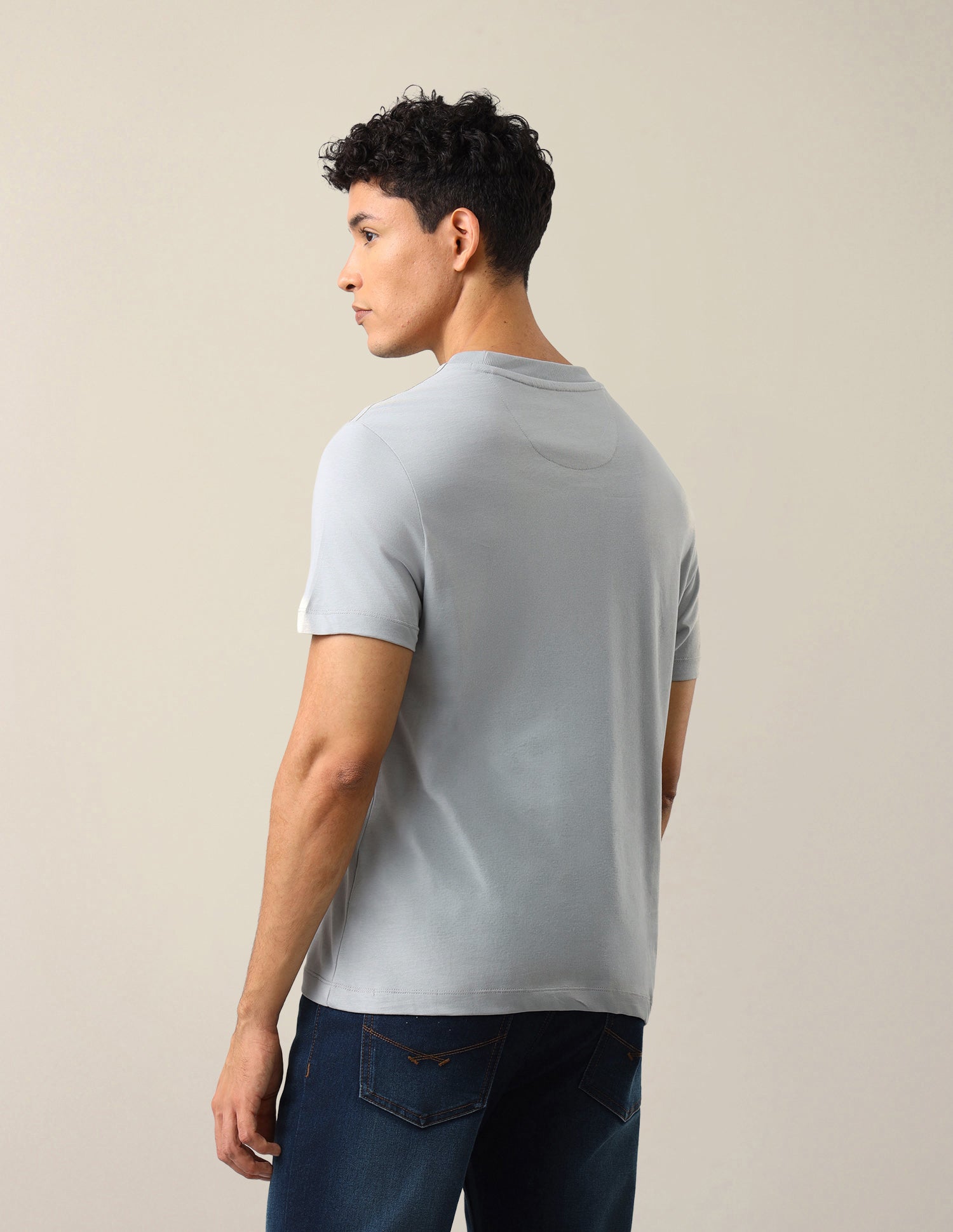 Brand Typographic Printed Regular Fit T-Shirt Grey - U.S. Polo Assn. India | Large