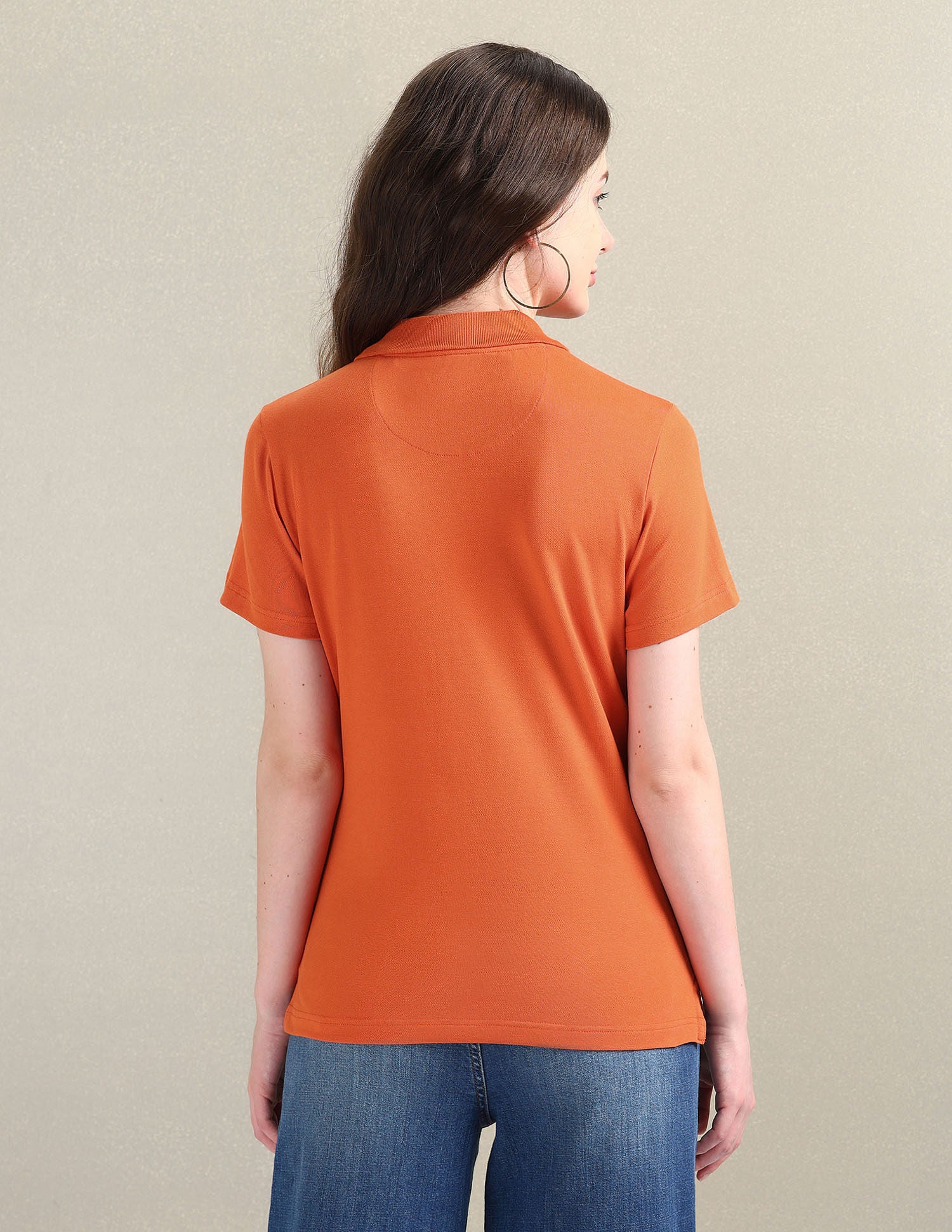 V-Neck Pique Polo Shirt Rust - U.S. POLO ASSN. | Large