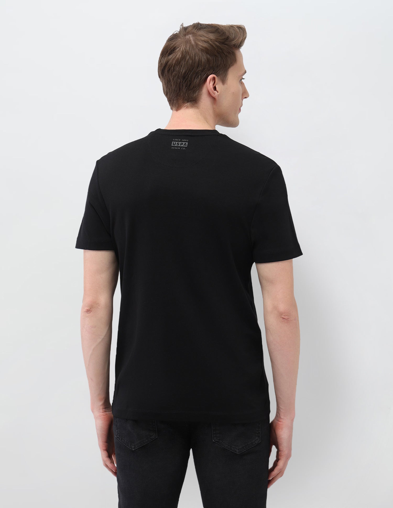 Graphic Brand Printed Slim Fit Black & Gold T-Shirt Black - U.S. Polo Assn. India | Large