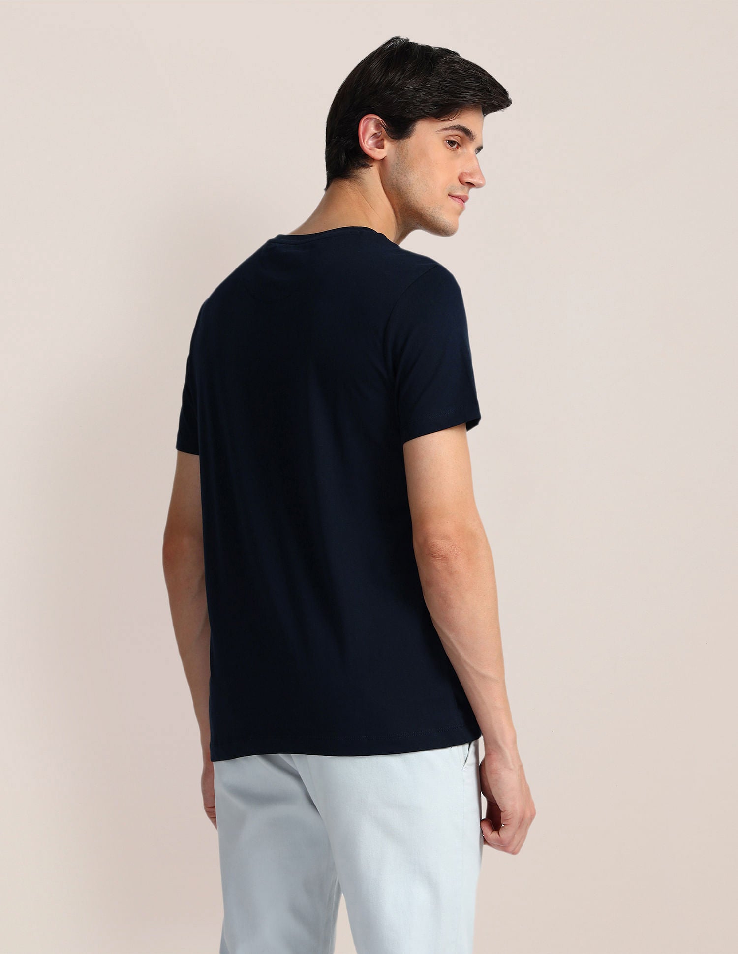 Brand Print Slim Fit T-Shirt Navy - U.S. Polo Assn. India | Large