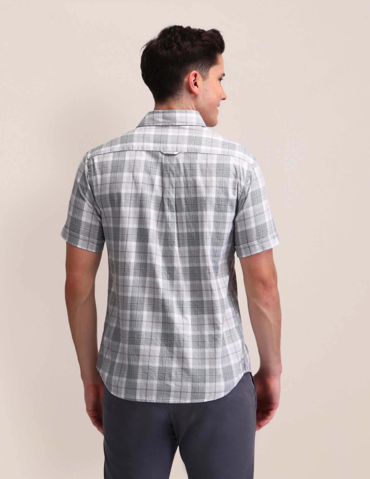 Tartan Checked Tailored Fit Shirt Grey - U.S. Polo Assn. India | Large