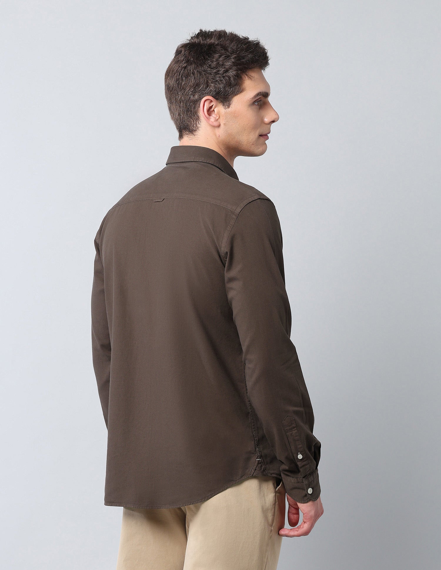 Slim Fit Pure Cotton Twill Shirt Brown - U.S. POLO ASSN. | Large