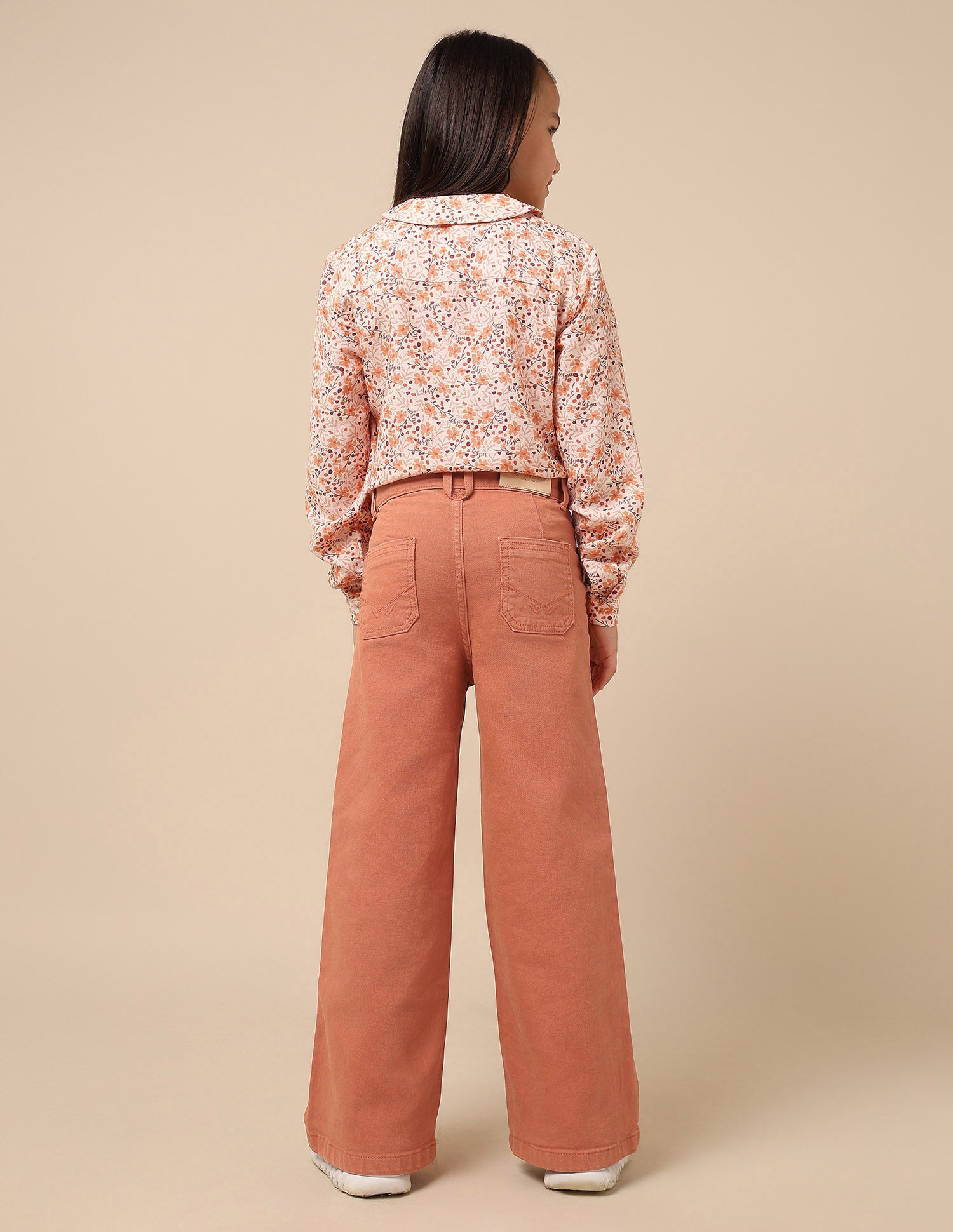 Girls Wide Leg Fit High Rise Jeans Rust - U.S. POLO ASSN. | Large