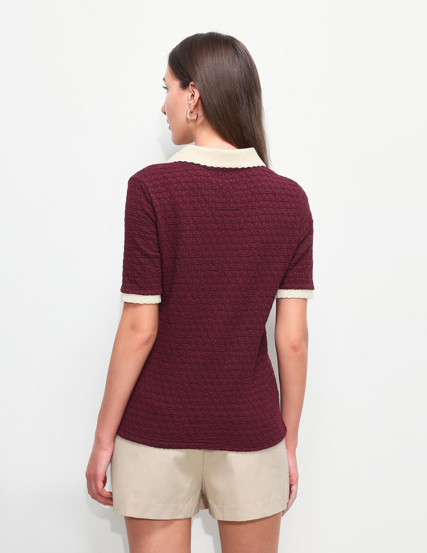 Textured Regular Fit Polo Shirt Maroon - U.S. Polo Assn. India | Large