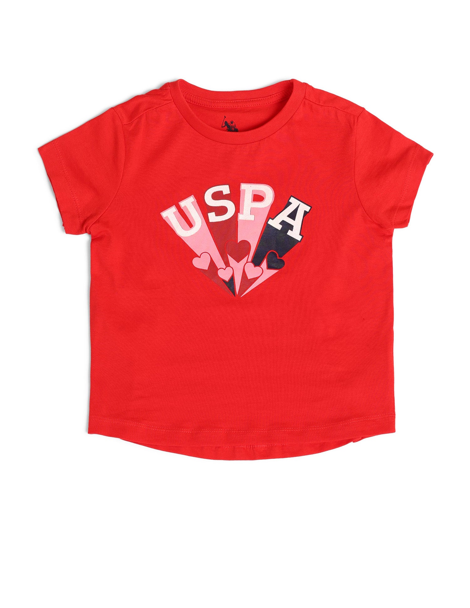 Girls Brand Printed Regular Fit T-Shirt Red - U.S. Polo Assn. India | Large