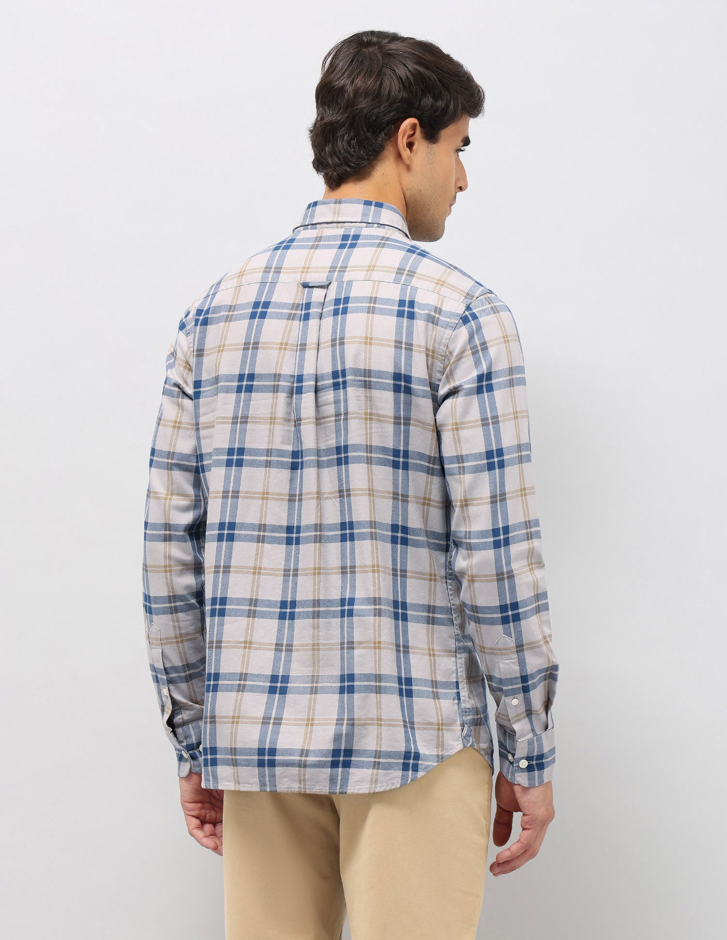 Plaid Checked Pure Cotton Shirt Light Grey - U.S. Polo Assn. India | Large