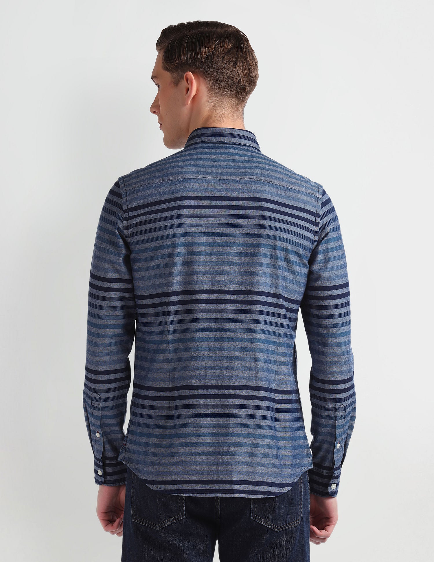 Horizontal Stripe Cotton Shirt Blue - U.S. POLO ASSN. | Large