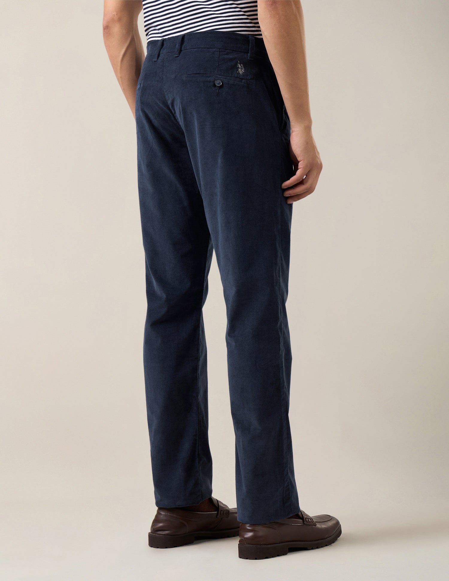Riley Straight Fit Corduroy Trousers Navy - U.S. Polo Assn. India | Large