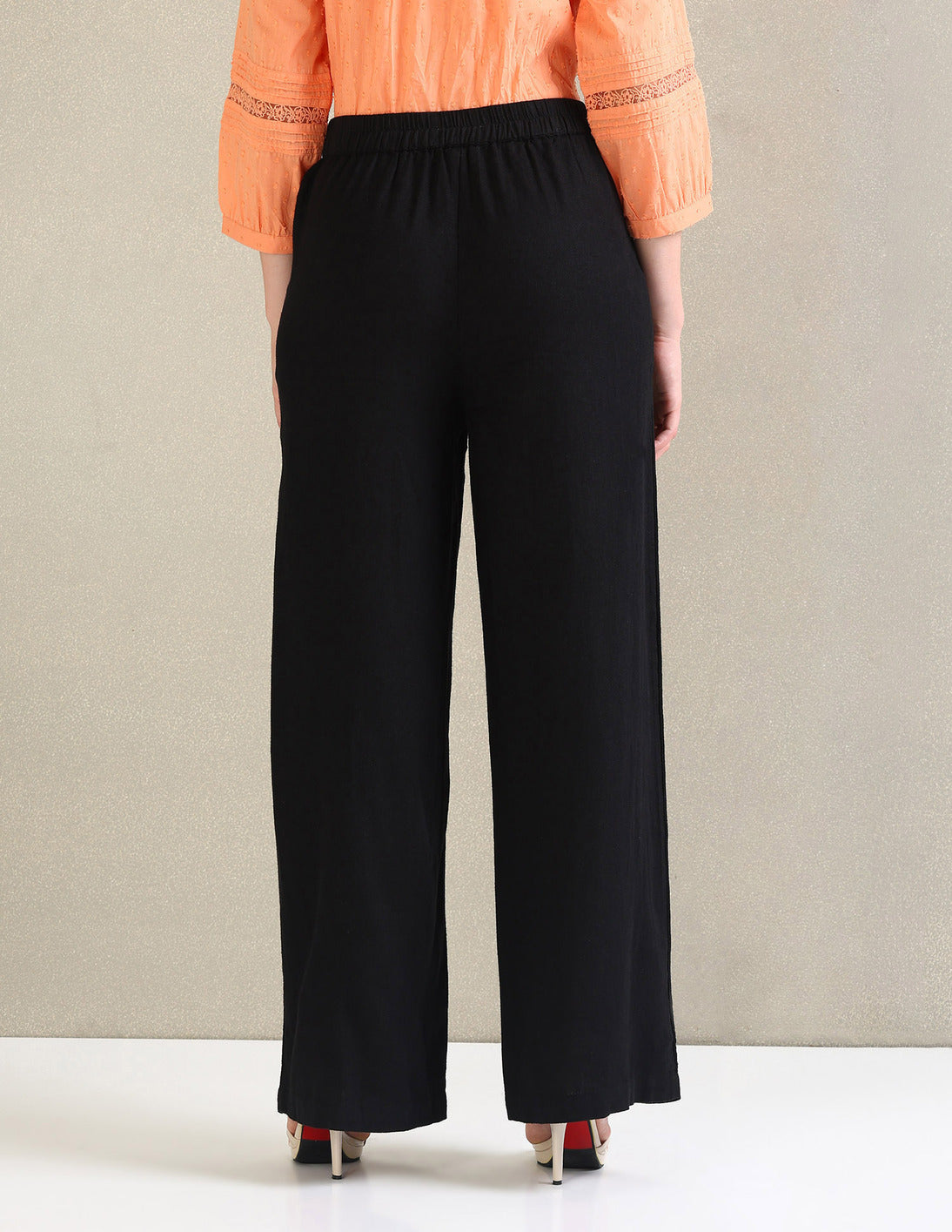 Linen Wide Leg Trousers Black - U.S. POLO ASSN. | Large