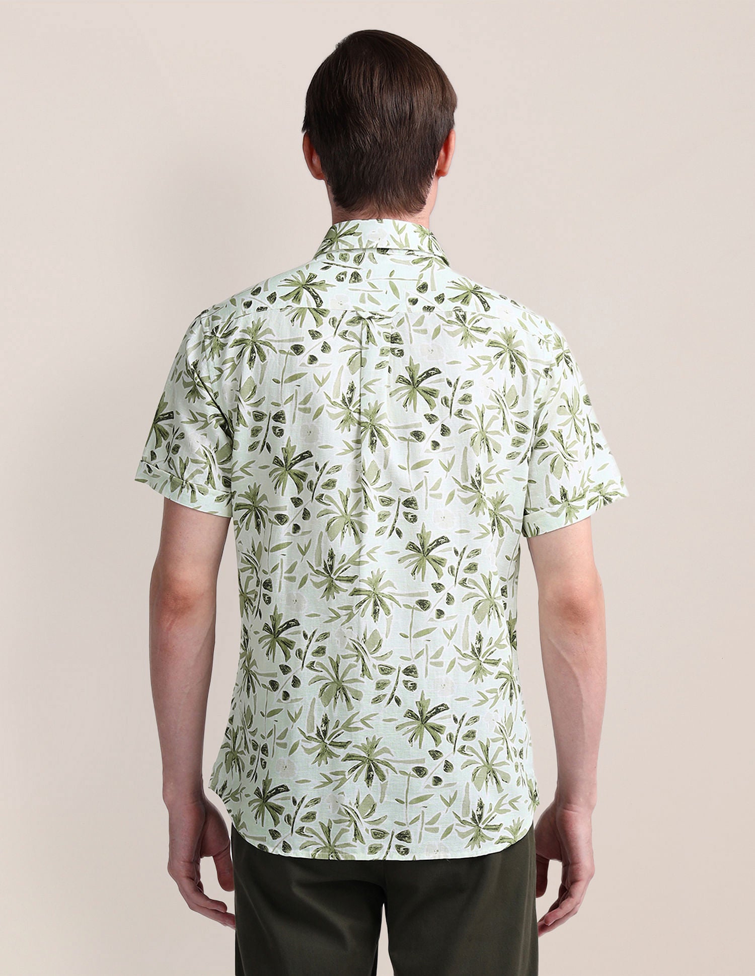 Tailored Fit Floral Shirt Light-Green - U.S. Polo Assn. India | Large