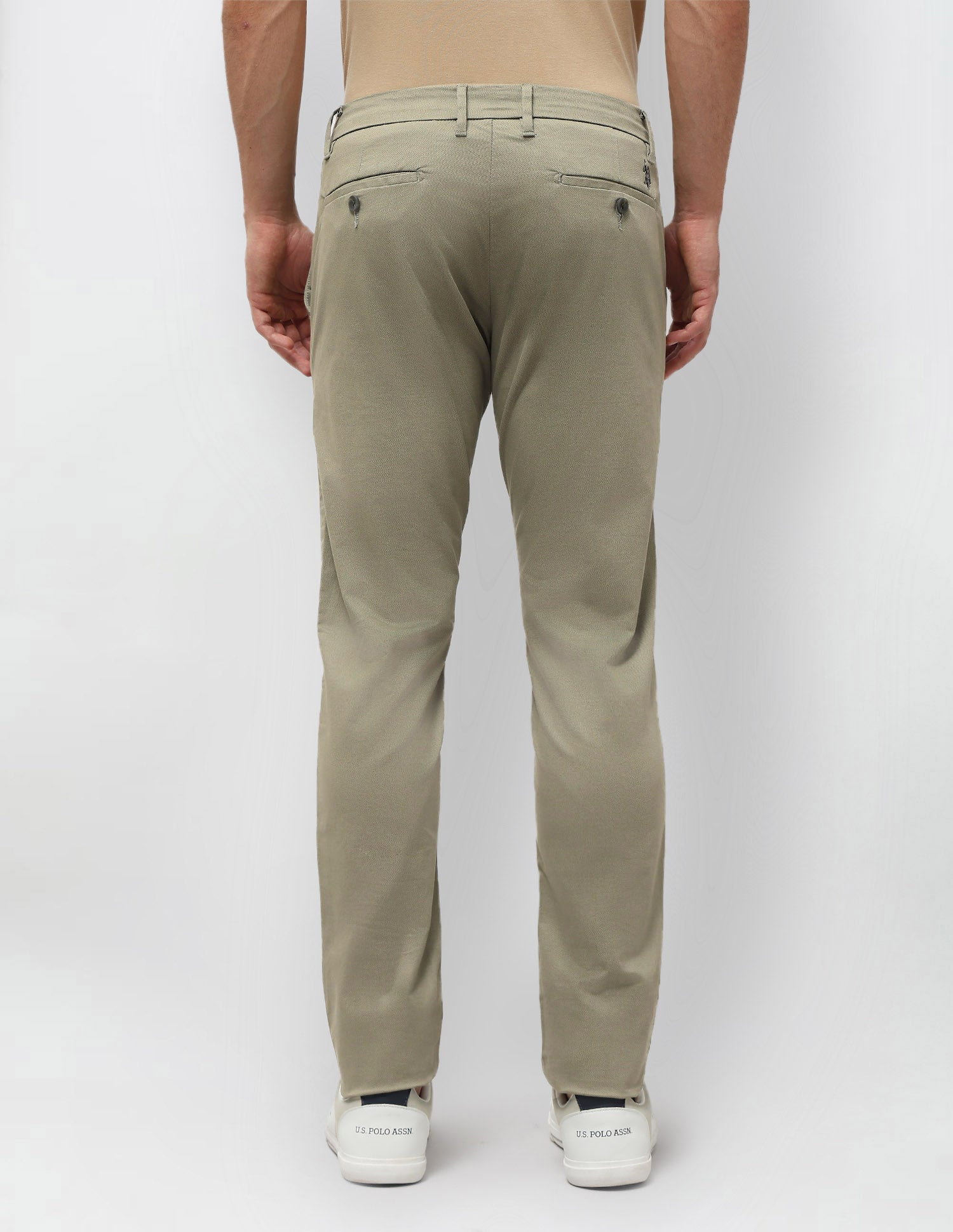 Austin Slim Fit Satin Trousers Sage - U.S. POLO ASSN. | Large