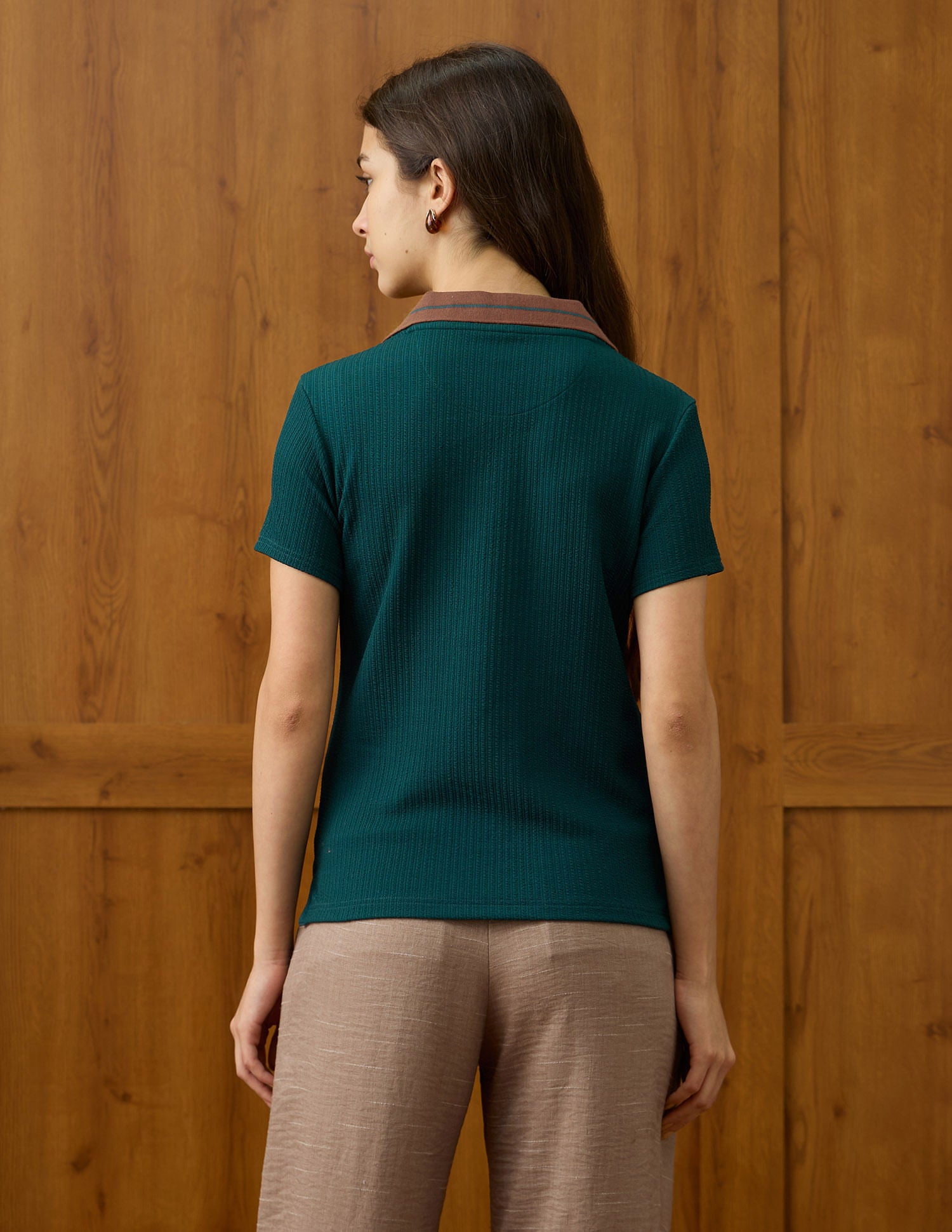 Textured V-Neck Polo Shirt Green - U.S. Polo Assn. India | Large