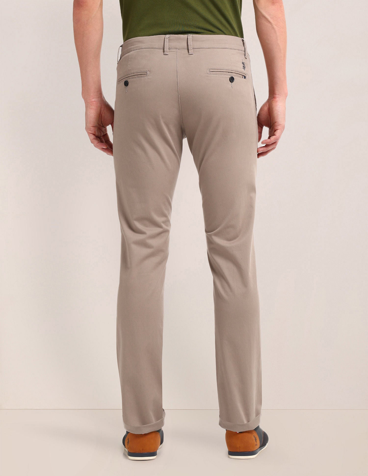 Denver Slim Fit Solid Trousers Grey - U.S. POLO ASSN. | Large