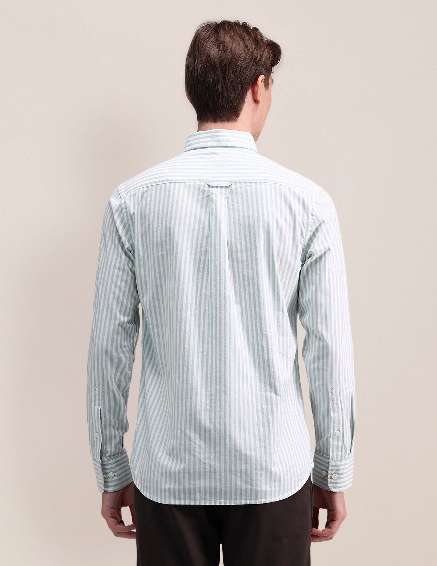 Vertical Striped Oxford Shirt Light Green - U.S. POLO ASSN. | Large