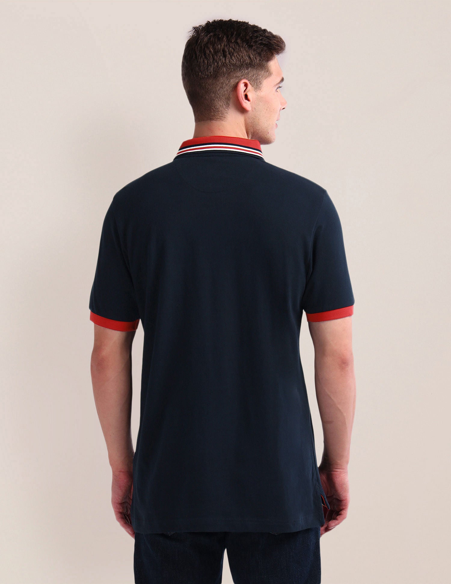 Contrast Collar Slim Polo Shirt Navy - U.S. Polo Assn. India | Large