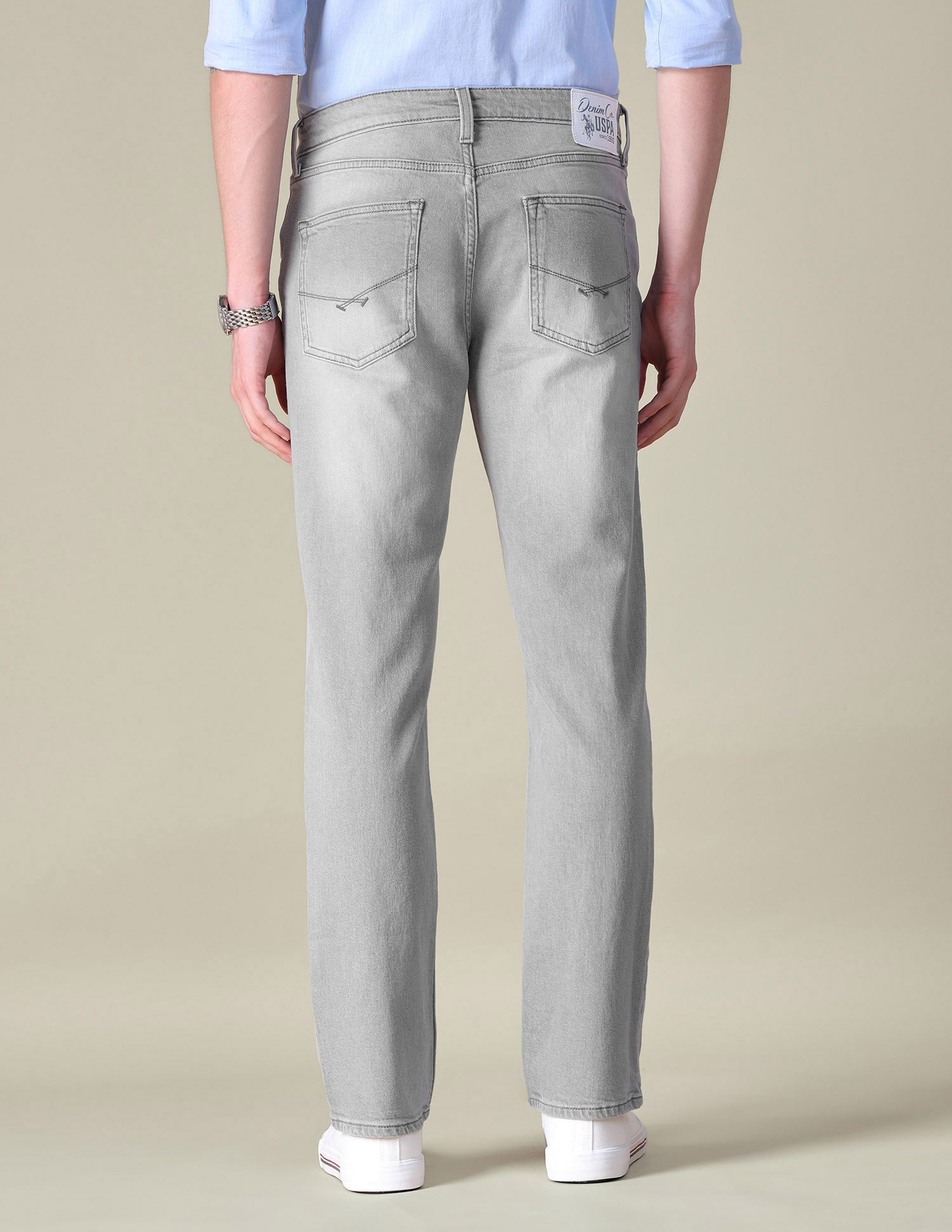 Harold Slim Straight Fit Grey Jeans Light Grey - U.S. POLO ASSN. | Large