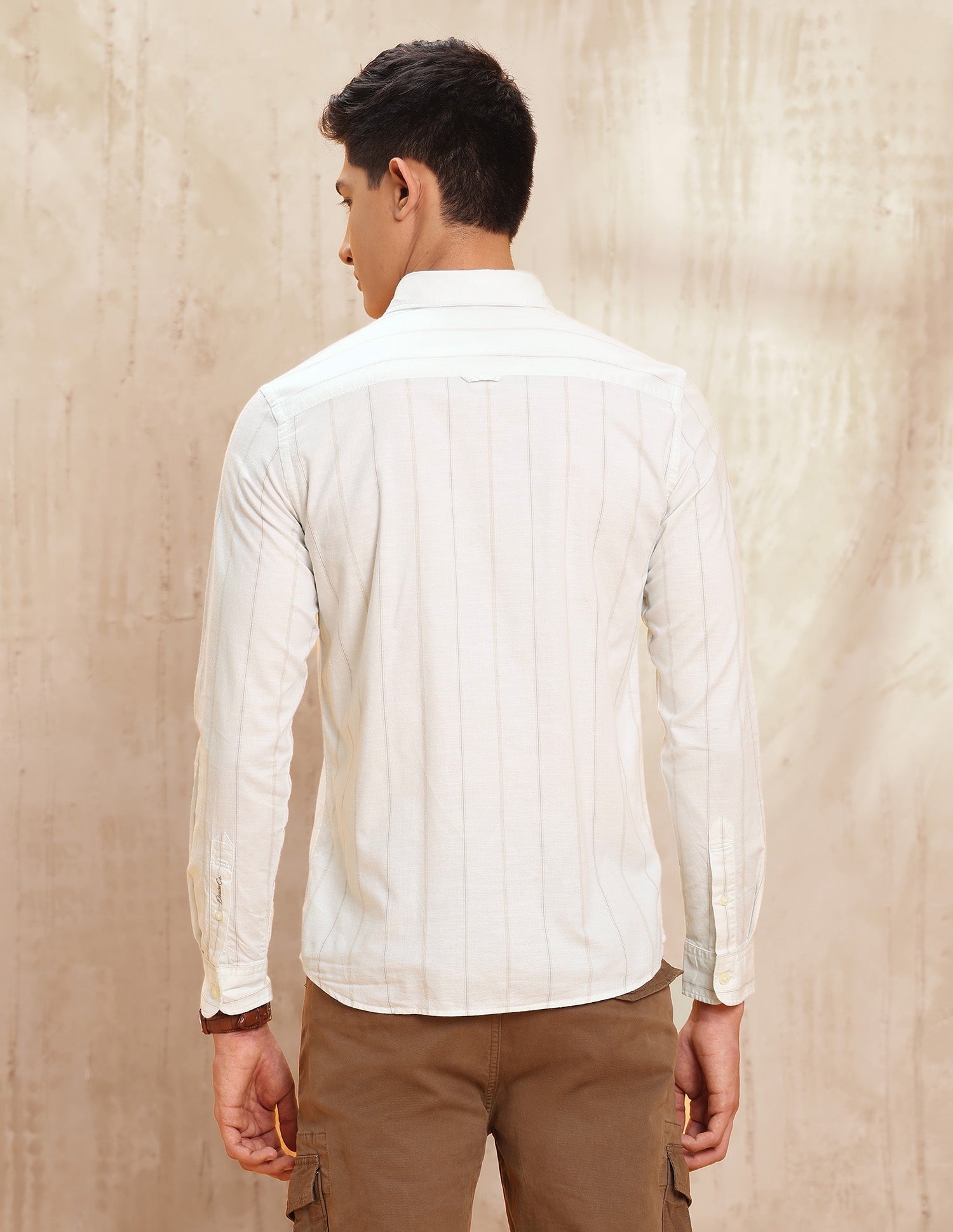 Vertical Striped Pure Cotton Shirt Ecru - U.S. POLO ASSN. | Large