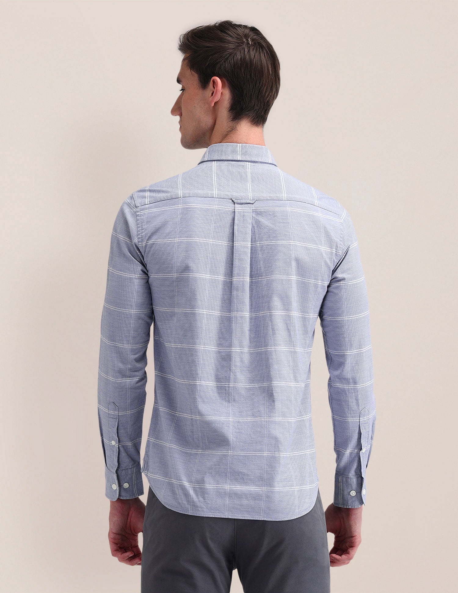 Tailored Fit Checked Shirt Blue - U.S. Polo Assn. India | Large