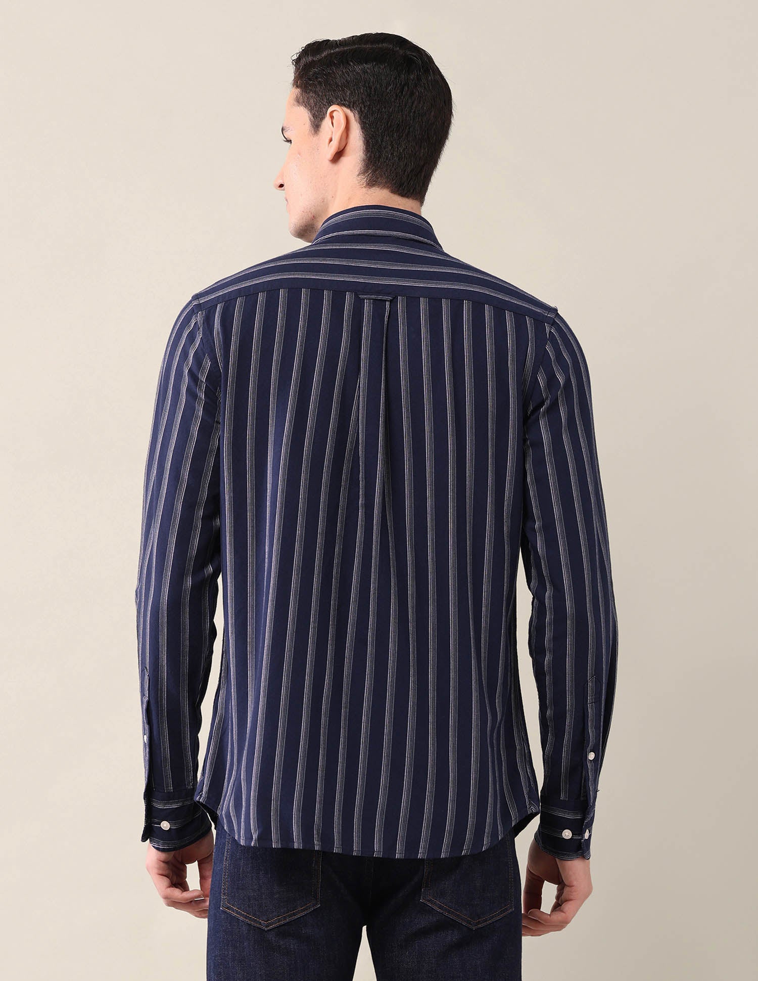 Vertical Striped Tailored Fit Shirt Navy - U.S. Polo Assn. India | Large