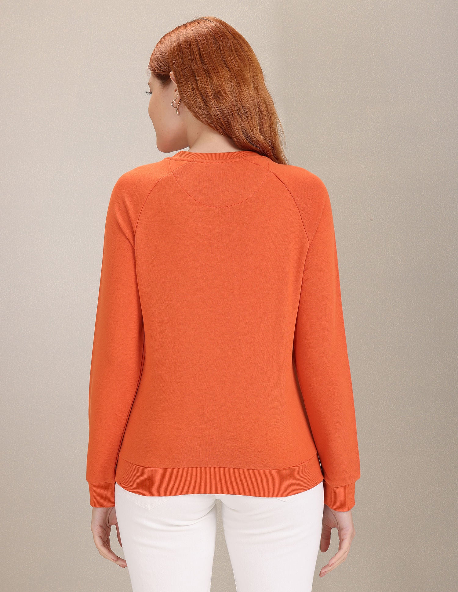 Crew Neck Raglan Sleeve Solid Sweatshirt Orange - U.S. POLO ASSN. | Large