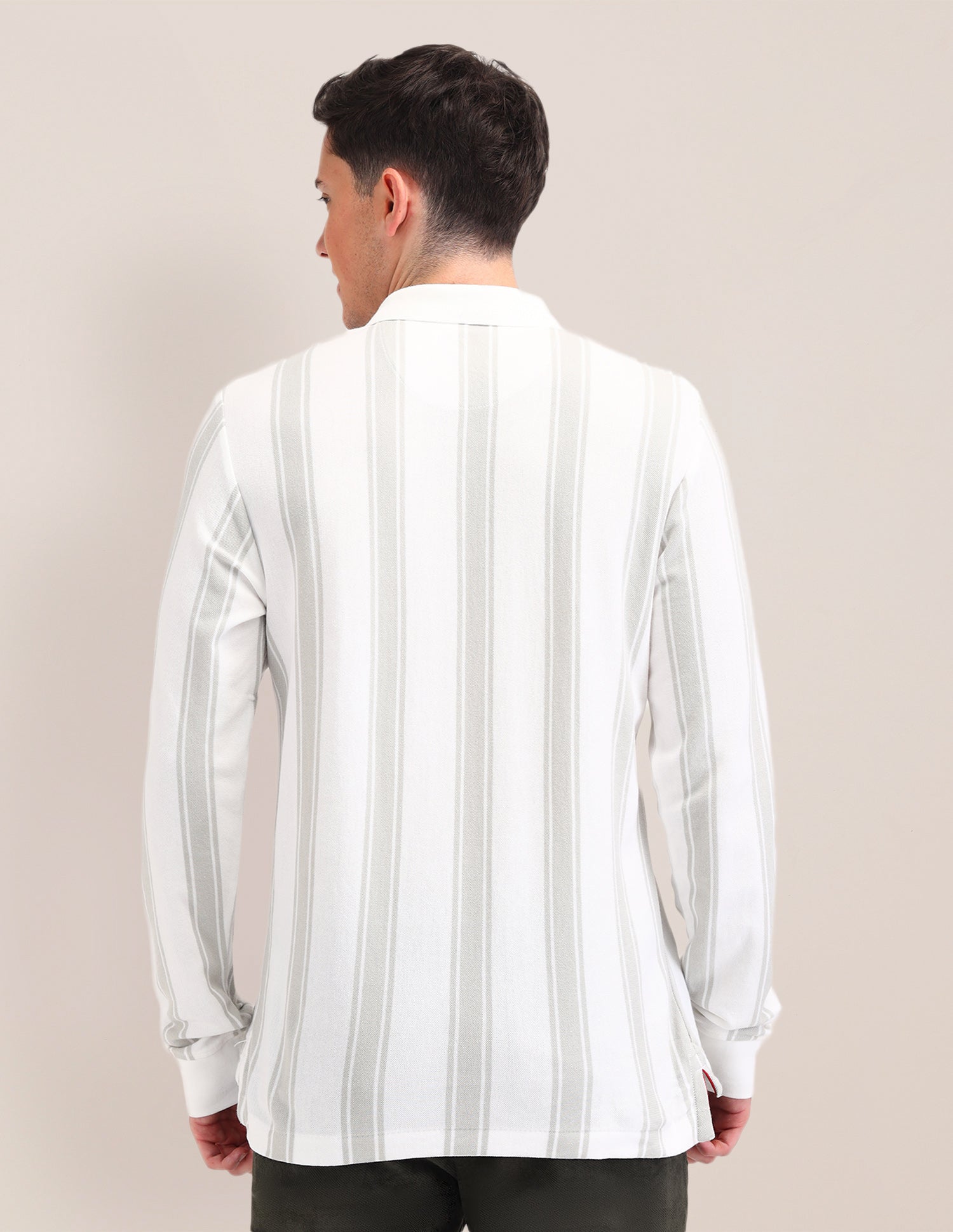 Vertical Striped Cotton Polo Shirt White - U.S. POLO ASSN. | Large