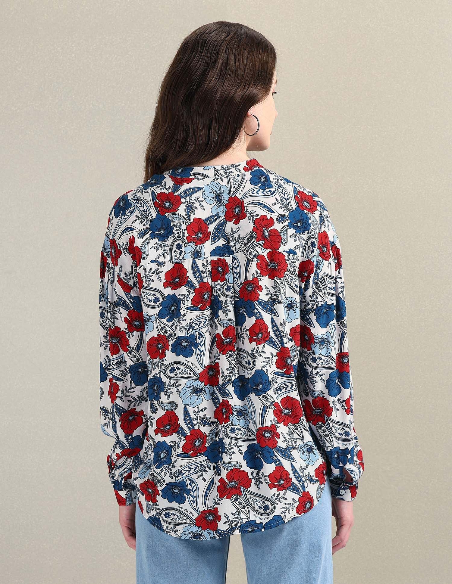 Viscose Floral Top Blue, Red and White - U.S. POLO ASSN. | Large