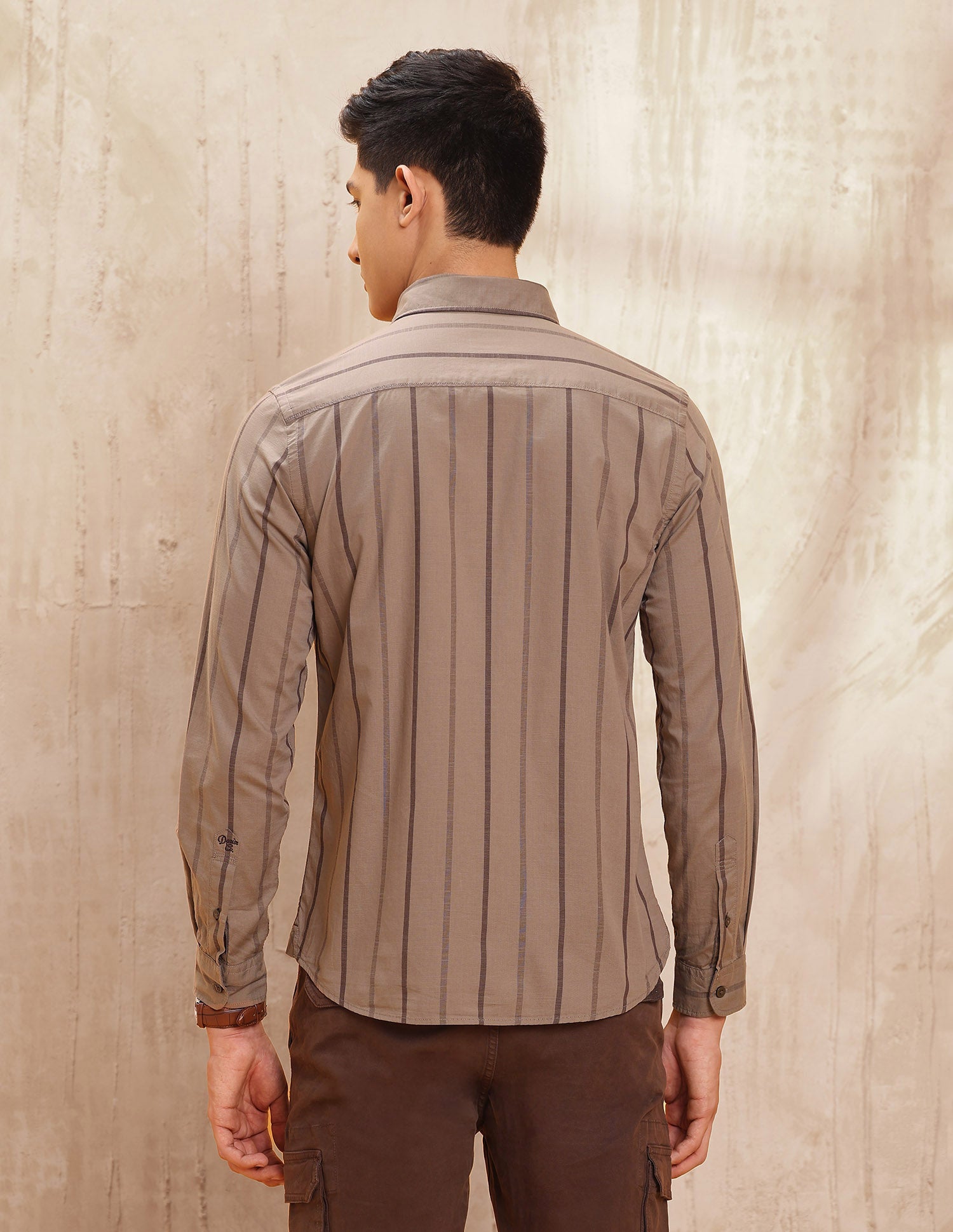 Vertical Striped Pure Cotton Shirt Copper - U.S. Polo Assn. India | Large