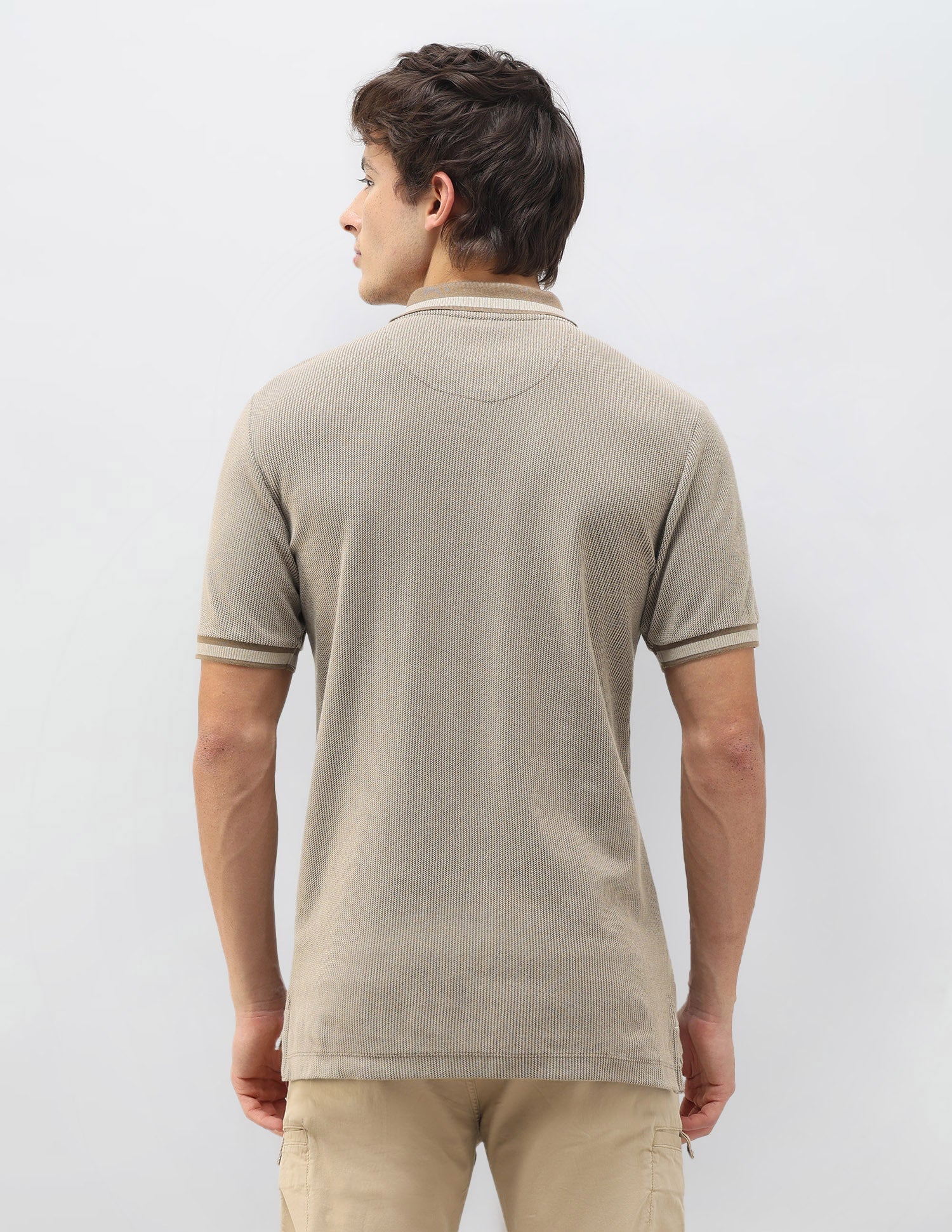 Motel On The Coast Textured Polo Shirt Beige - U.S. Polo Assn. India | Large