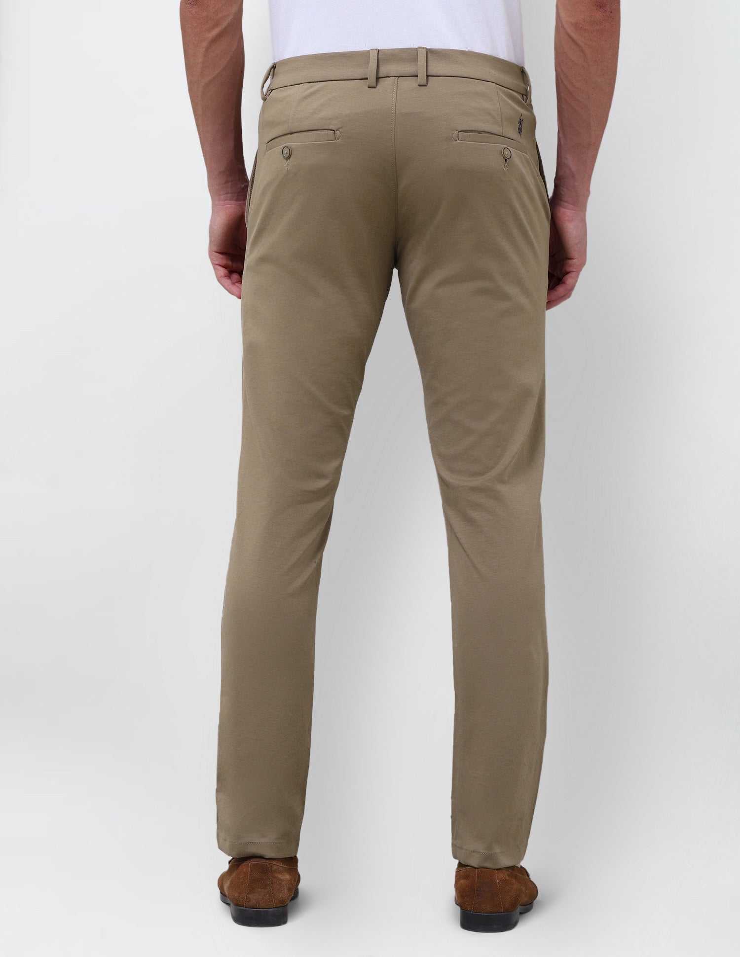 Denver Slim Fit Satin Trousers Khaki - U.S. Polo Assn. India | Large