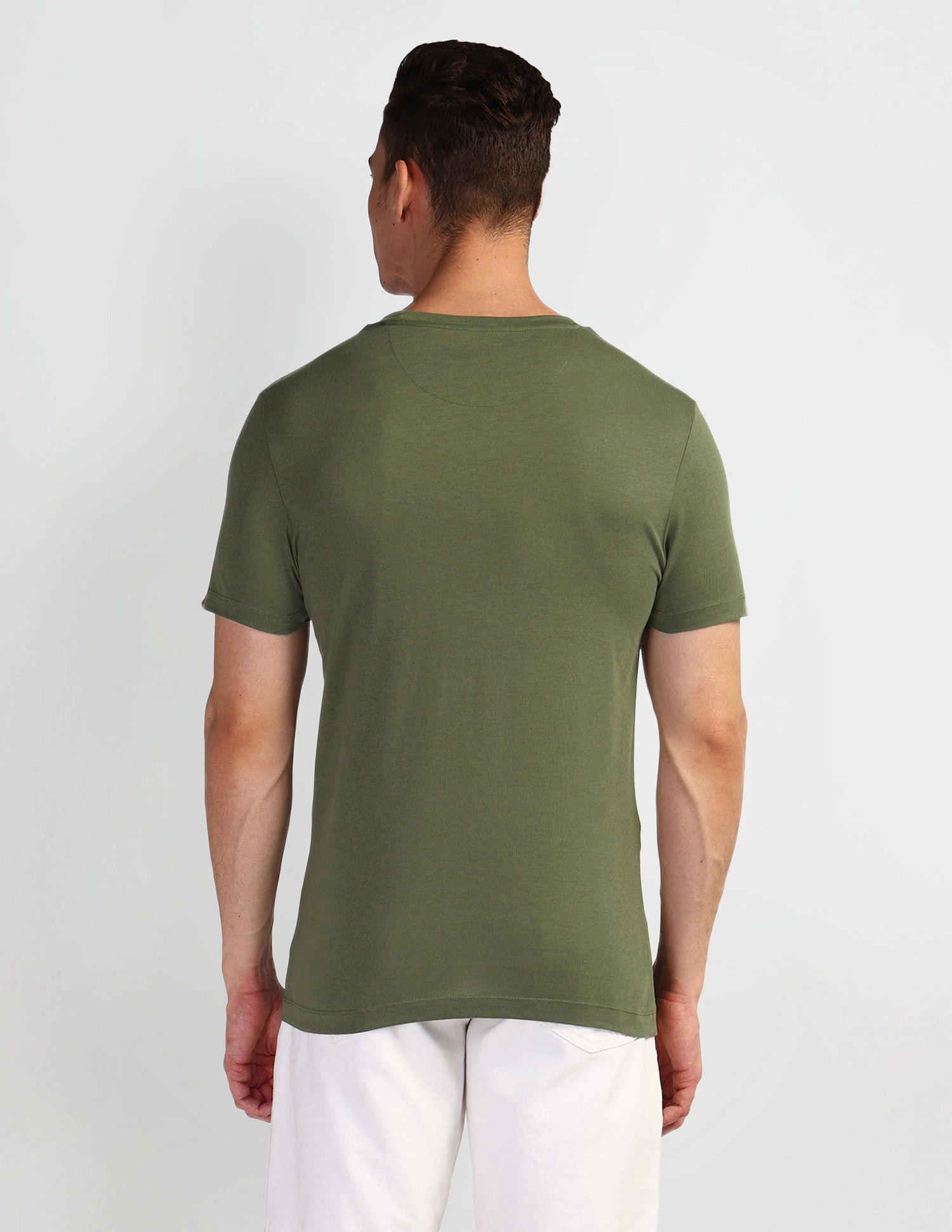 Brand Print Muscle Fit T-Shirt Olive - U.S. Polo Assn. India | Large