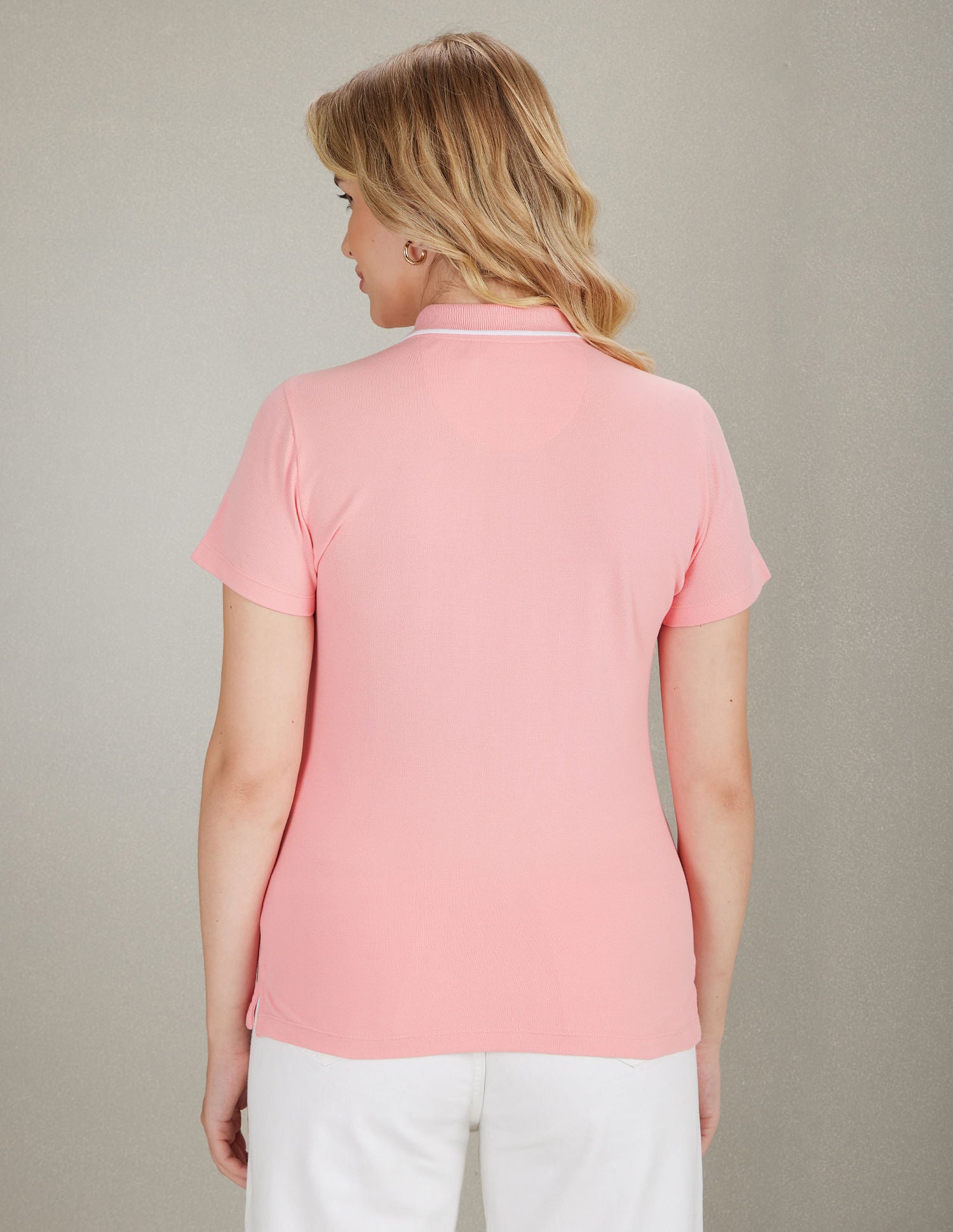 Tipped Collar Zipper Polo Shirt Flamingo Pink - U.S. POLO ASSN. | Large