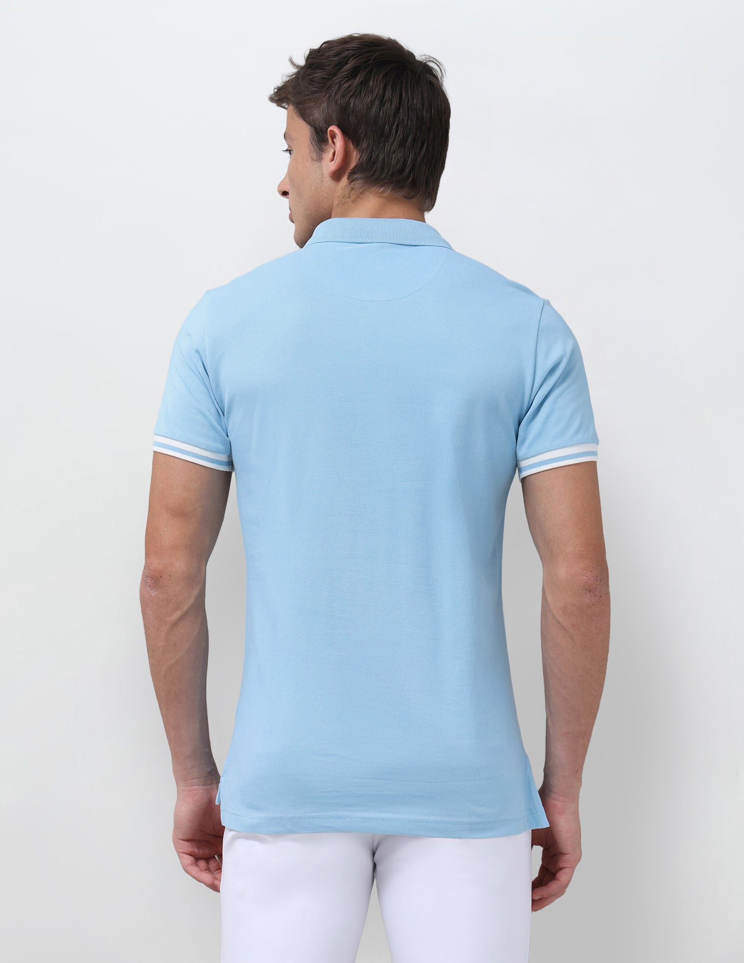 Solid Slim Fit Polo Shirt Light Blue - U.S. Polo Assn. India | Large