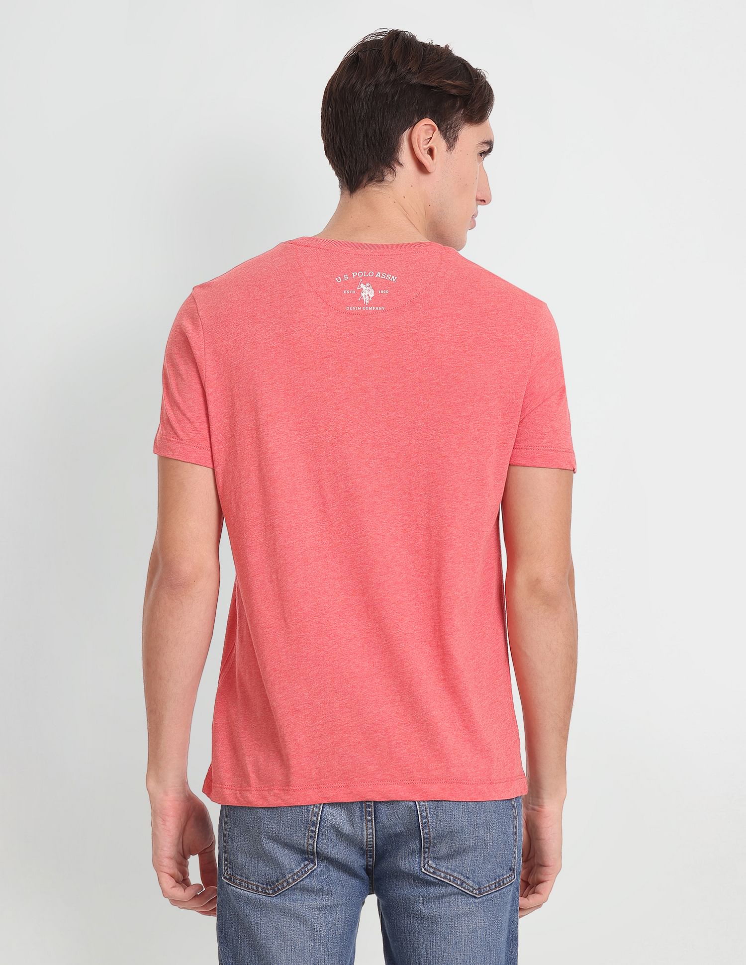 Heathered Varsity T-Shirt Coral - U.S. Polo Assn. India | Large