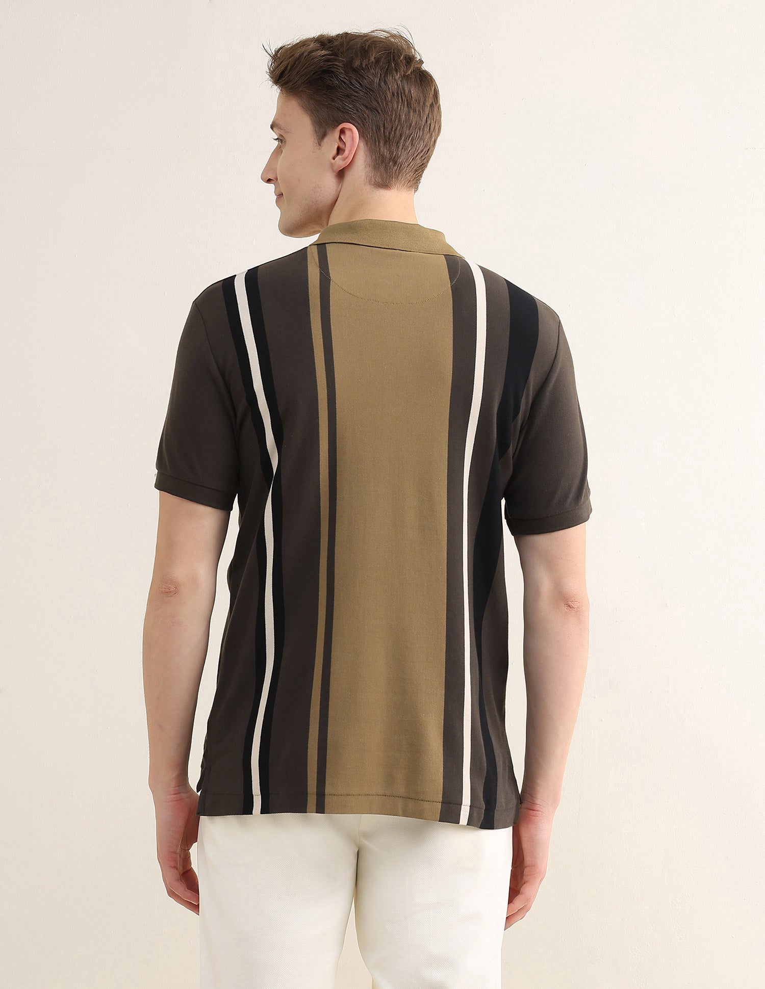 Colourblocked Striped Slim Fit Polo Shirt Olive - U.S. Polo Assn. India | Large