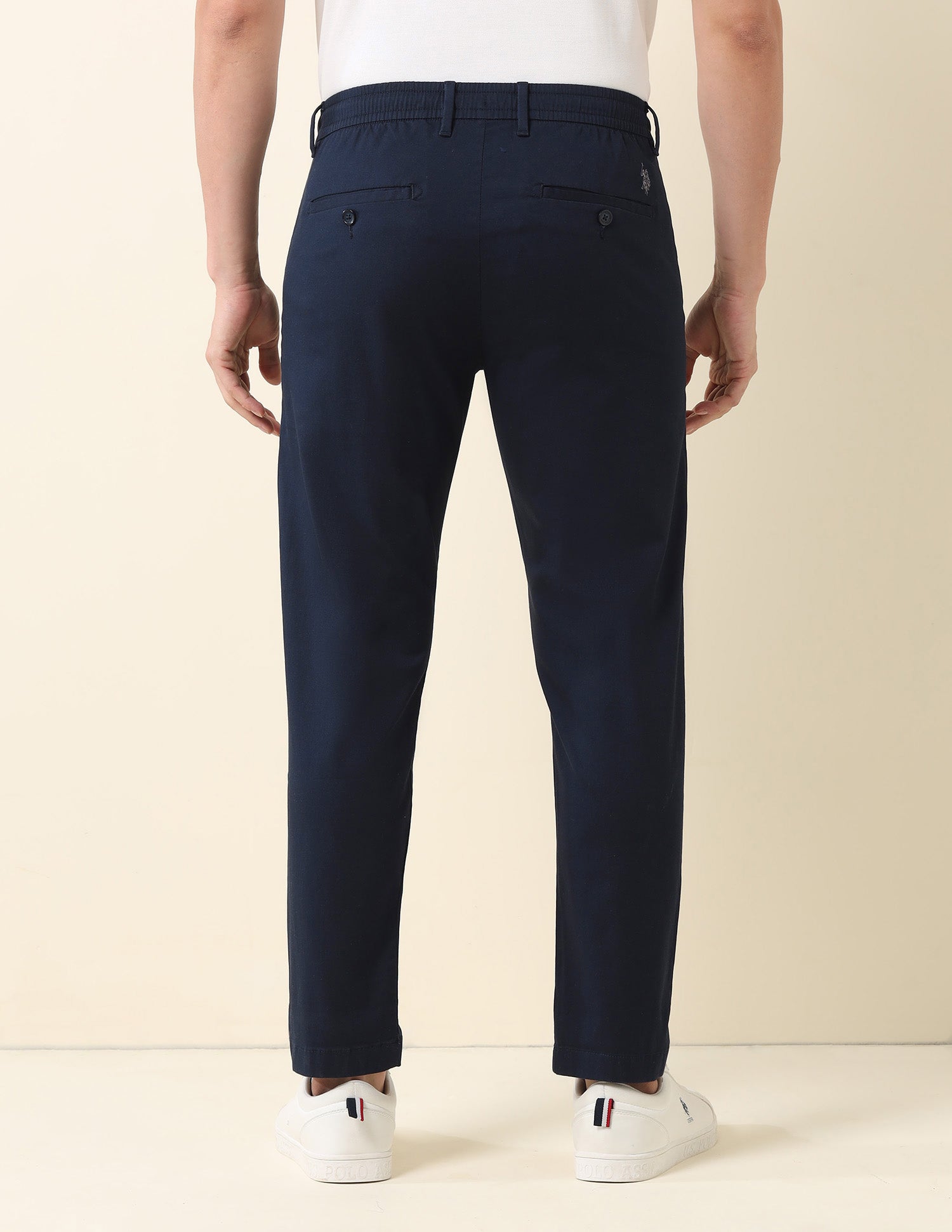 Henry Tapered Fit Dobby Bedford Trousers Navy - U.S. POLO ASSN. | Large