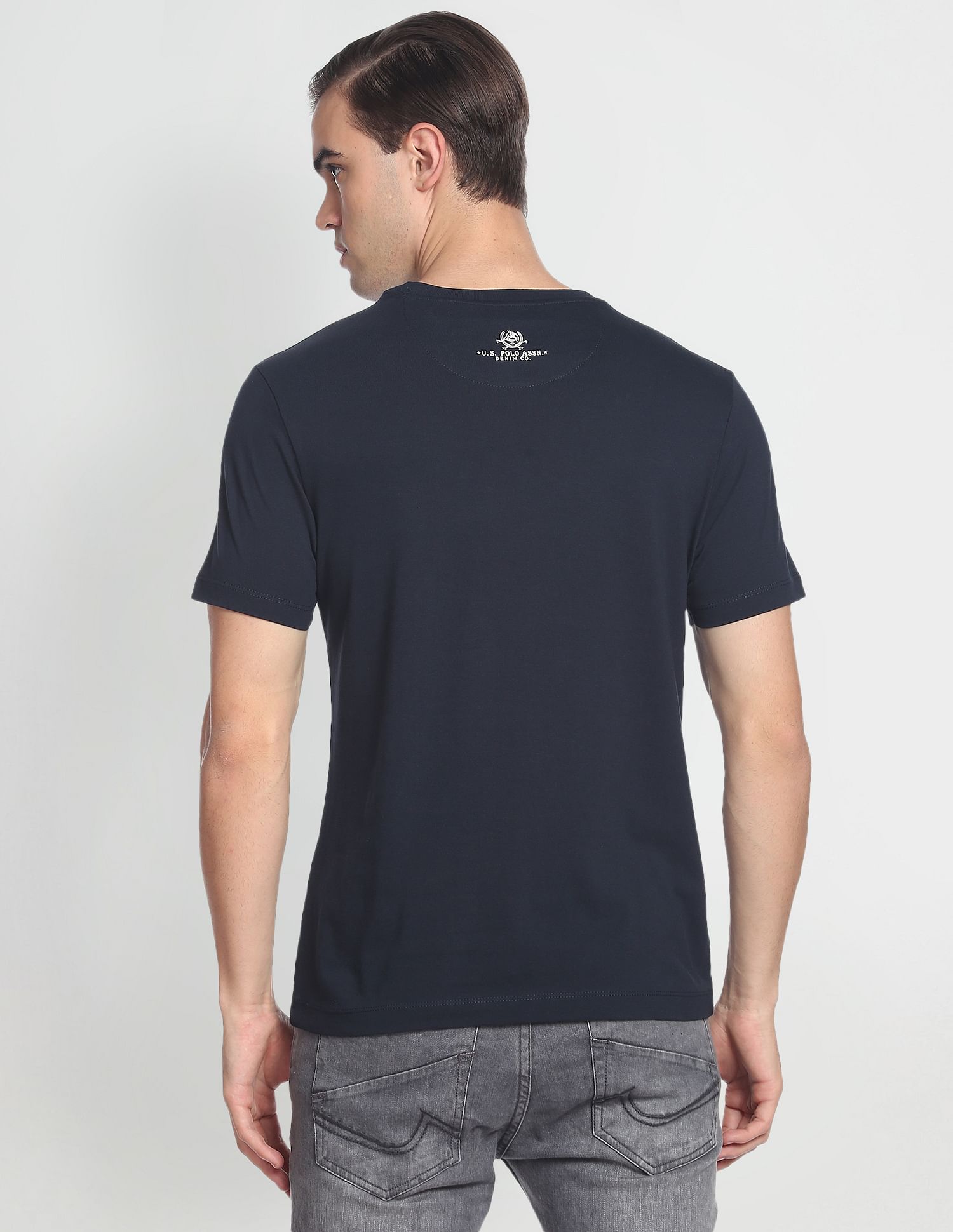Circle Brand Print Cotton T-Shirt Navy - U.S. Polo Assn. India | Large