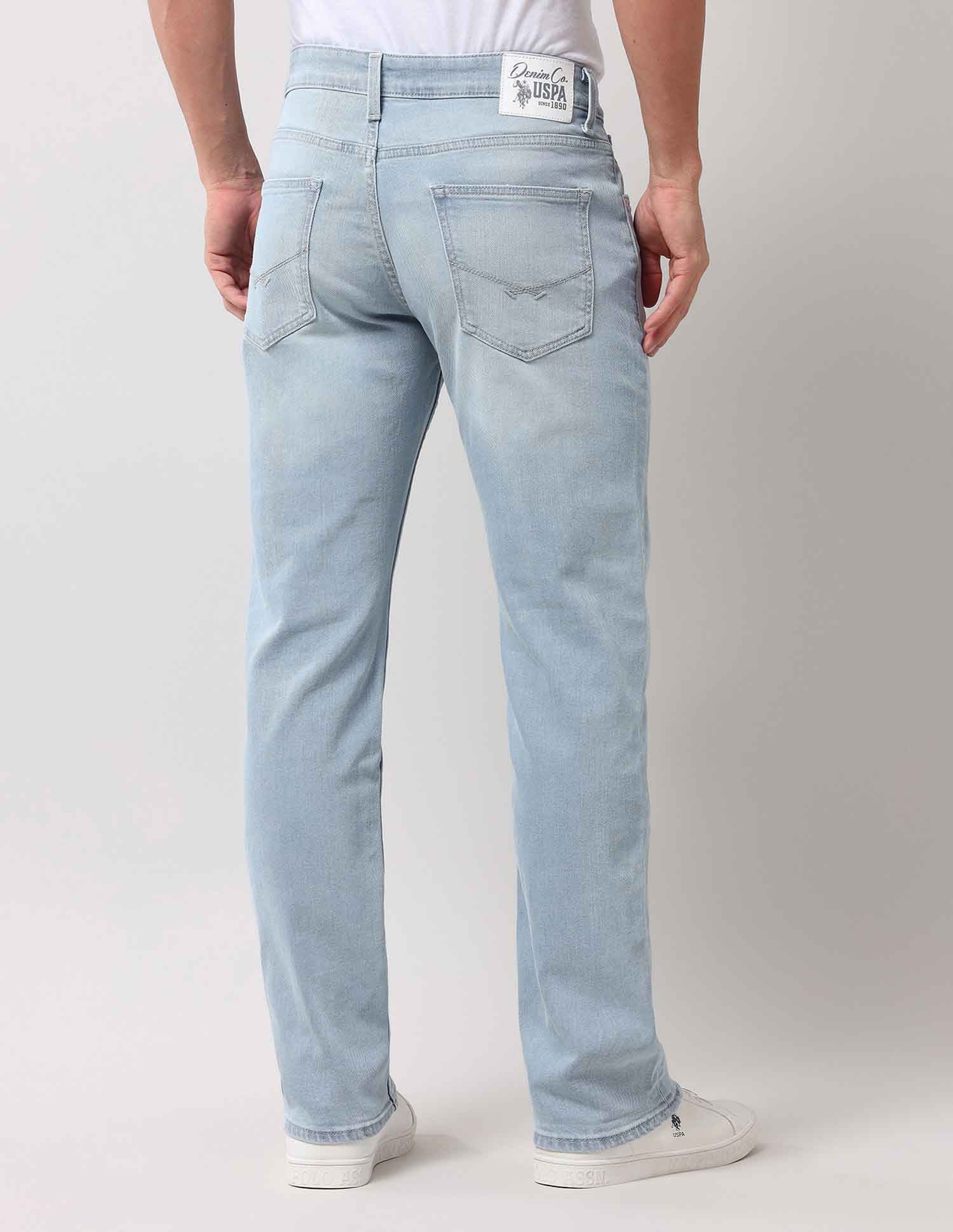 Harold Slim Straight Fit Blue Jeans Light Blue - U.S. Polo Assn. India | Large