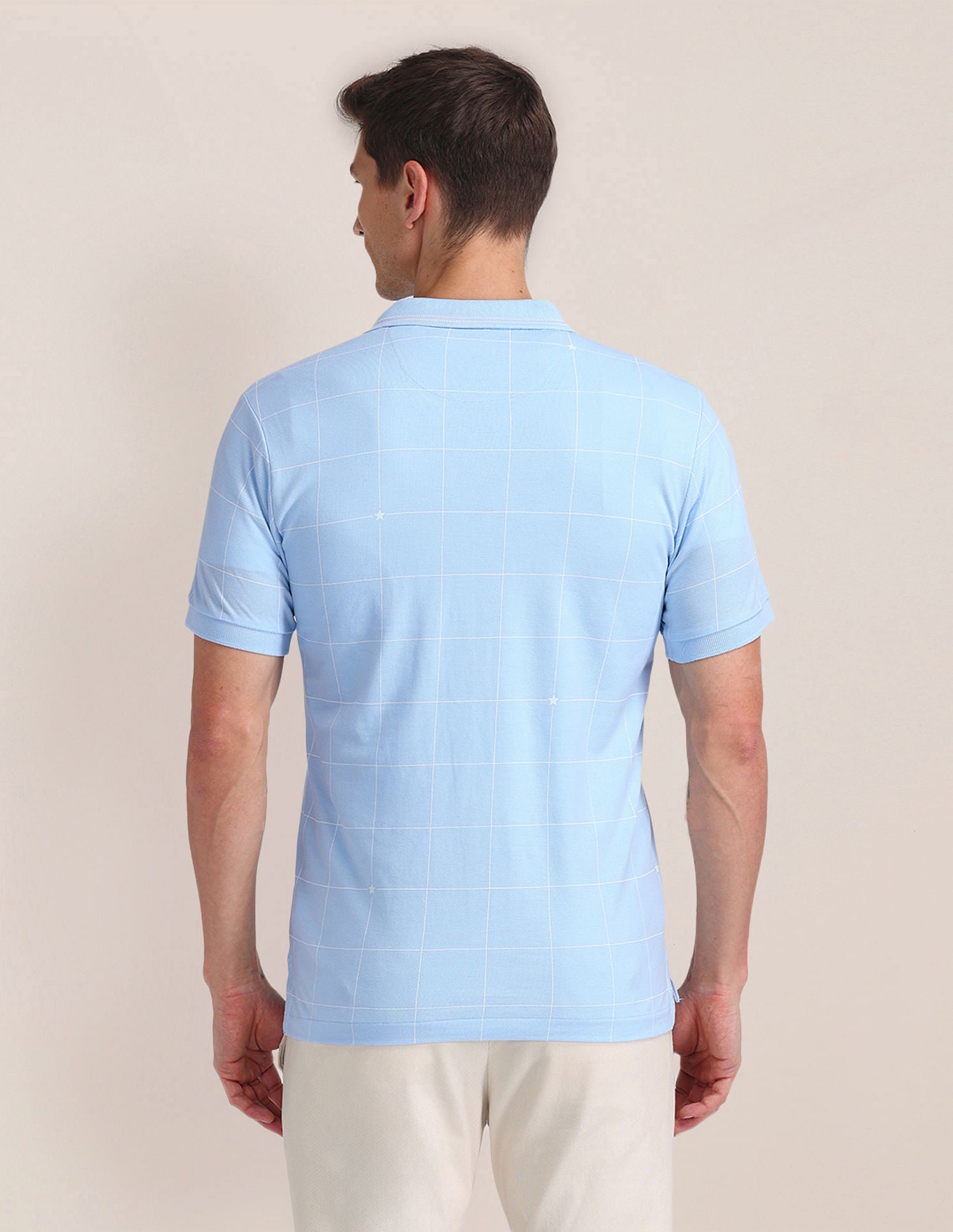 Slim Fit Checked Cotton Polo Shirt Blue - U.S. Polo Assn. India | Large
