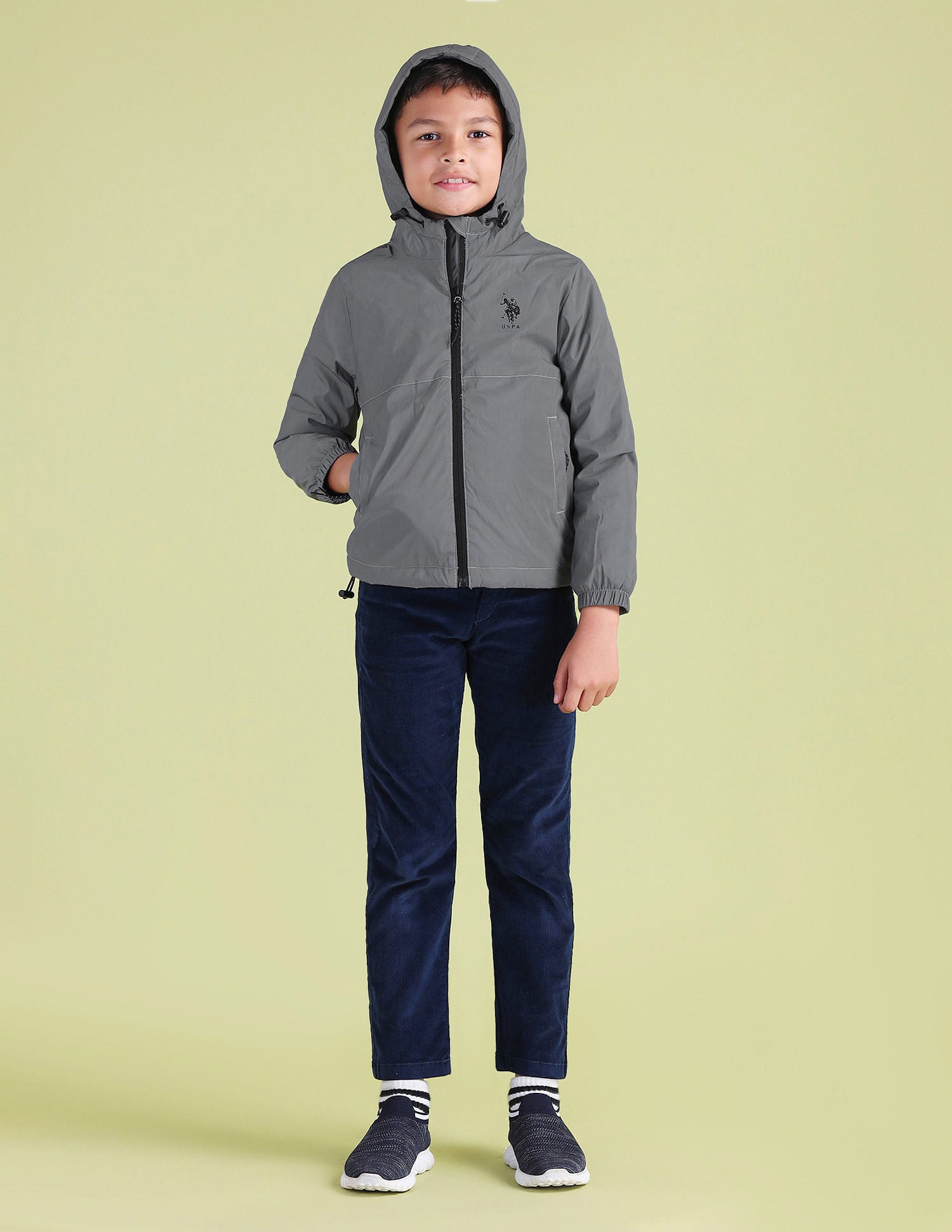 Boys Regular Fit Solid Padded Jacket Silver - U.S. POLO ASSN. | Large