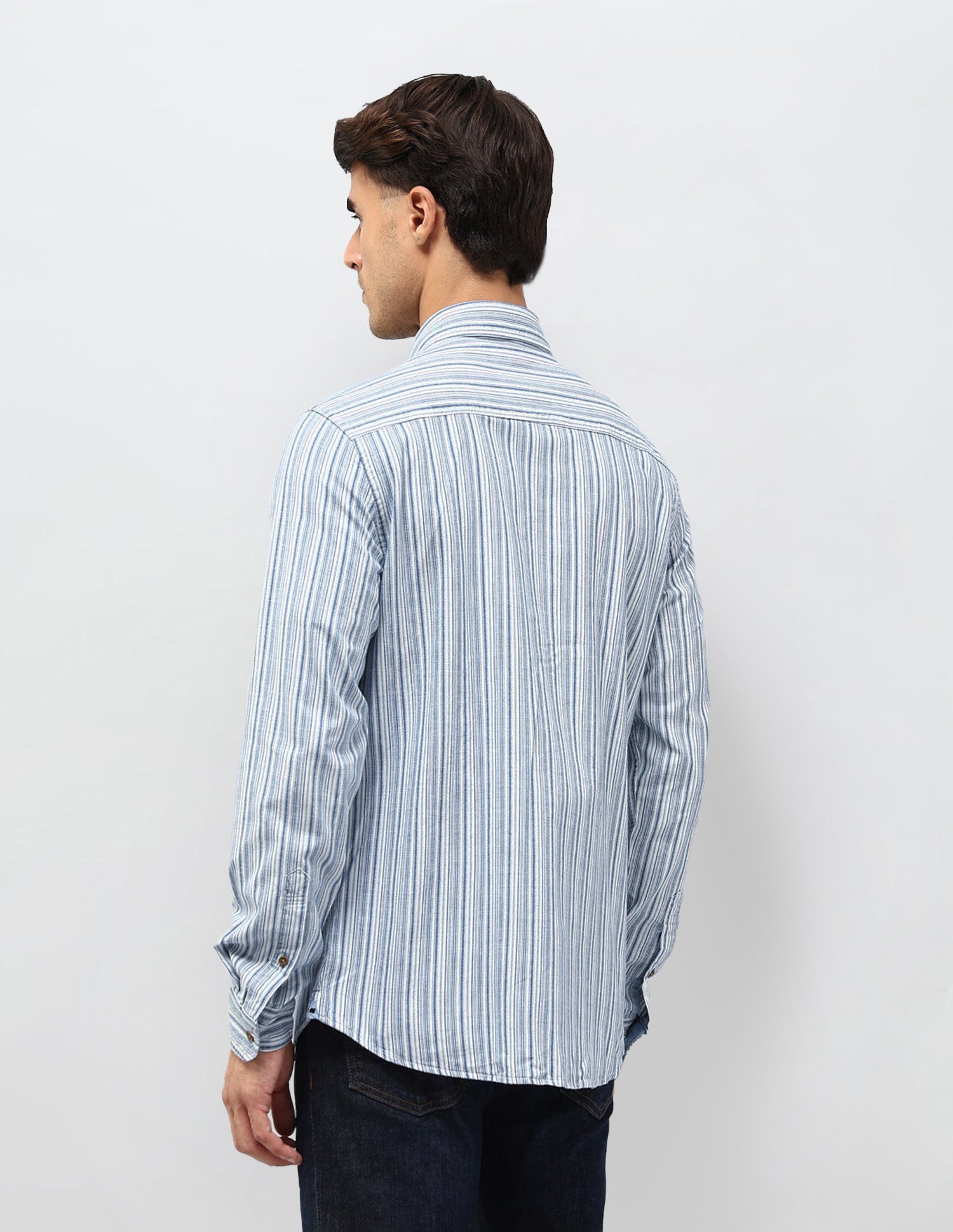 Vertical Striped Twill Shirt Indigo - U.S. POLO ASSN. | Large