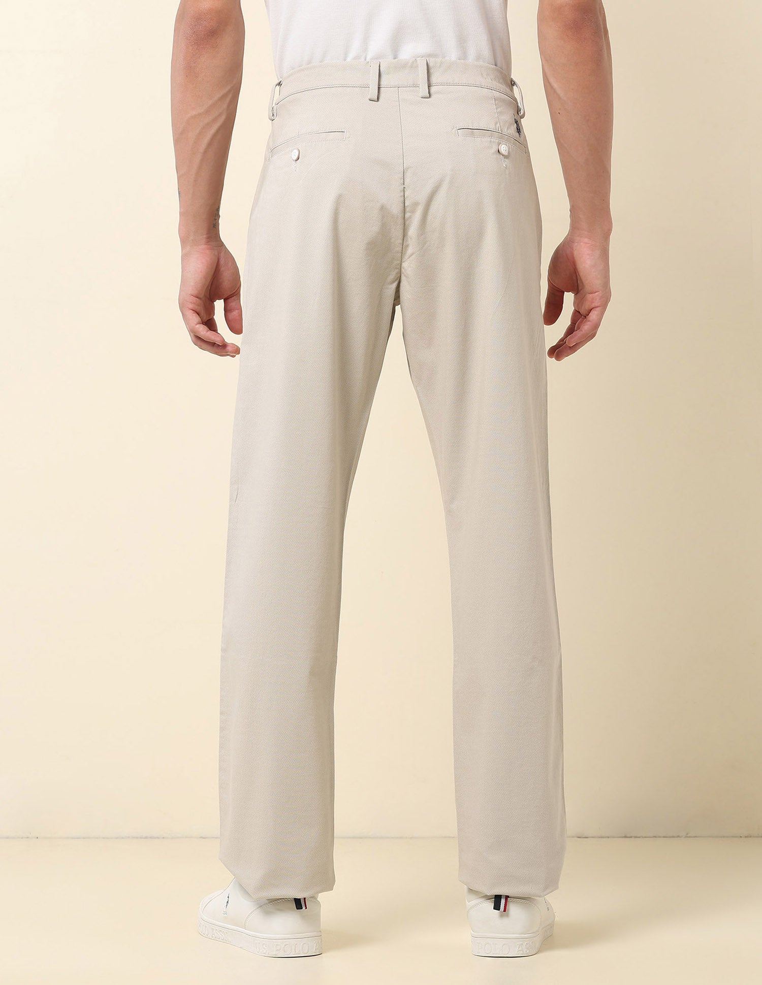 Riley Straight Fit Twill Trousers Beige - U.S. POLO ASSN. | Large